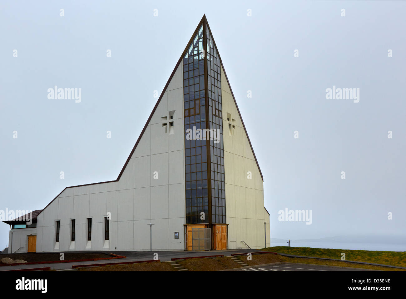 Dans l'église moderne, Hoyvik Stremoy Island, Îles Féroé Banque D'Images