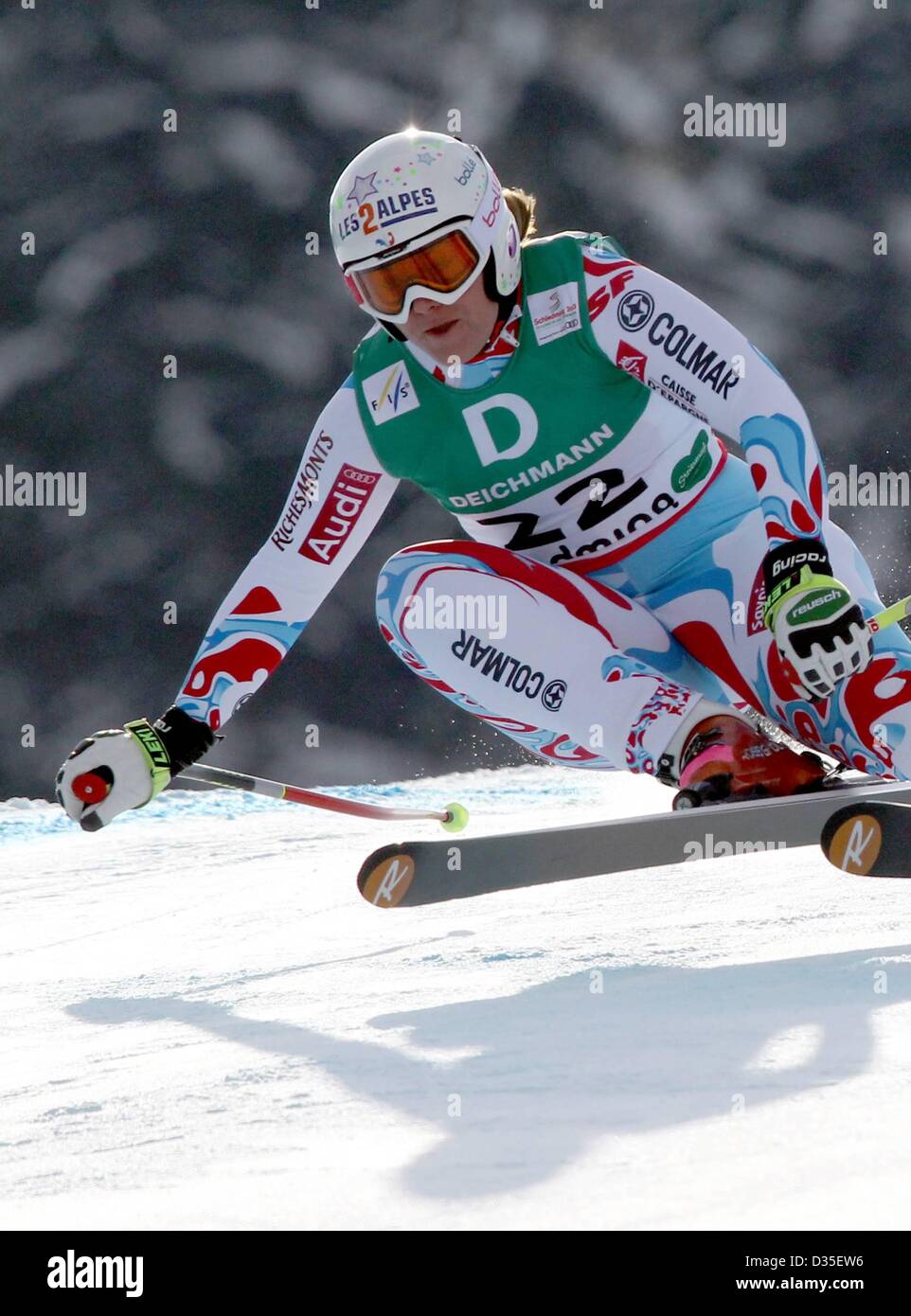 10.02.2013, Schladming, Autriche. Championnats du Monde de Ski Alpin FIS 2013 Downhill pour les femmes photo montre Marion Rolland FRA Coupe du Monde de ski alpin, de ski de Schladming Banque D'Images