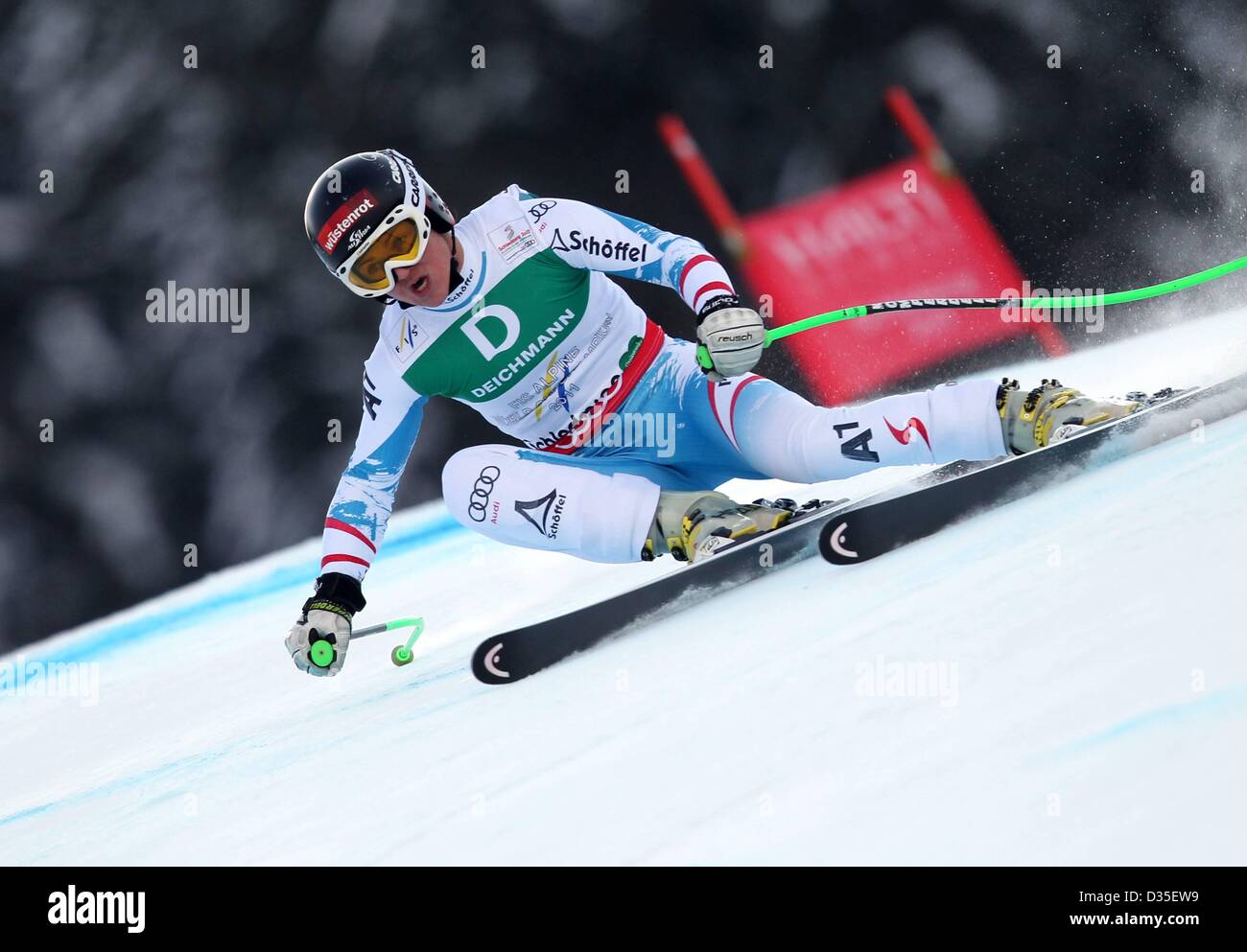 10.02.2013, Schladming, Autriche. Championnats du Monde de Ski Alpin FIS 2013 Downhill pour les femmes photo montre Elisabeth Goergl AUT Banque D'Images