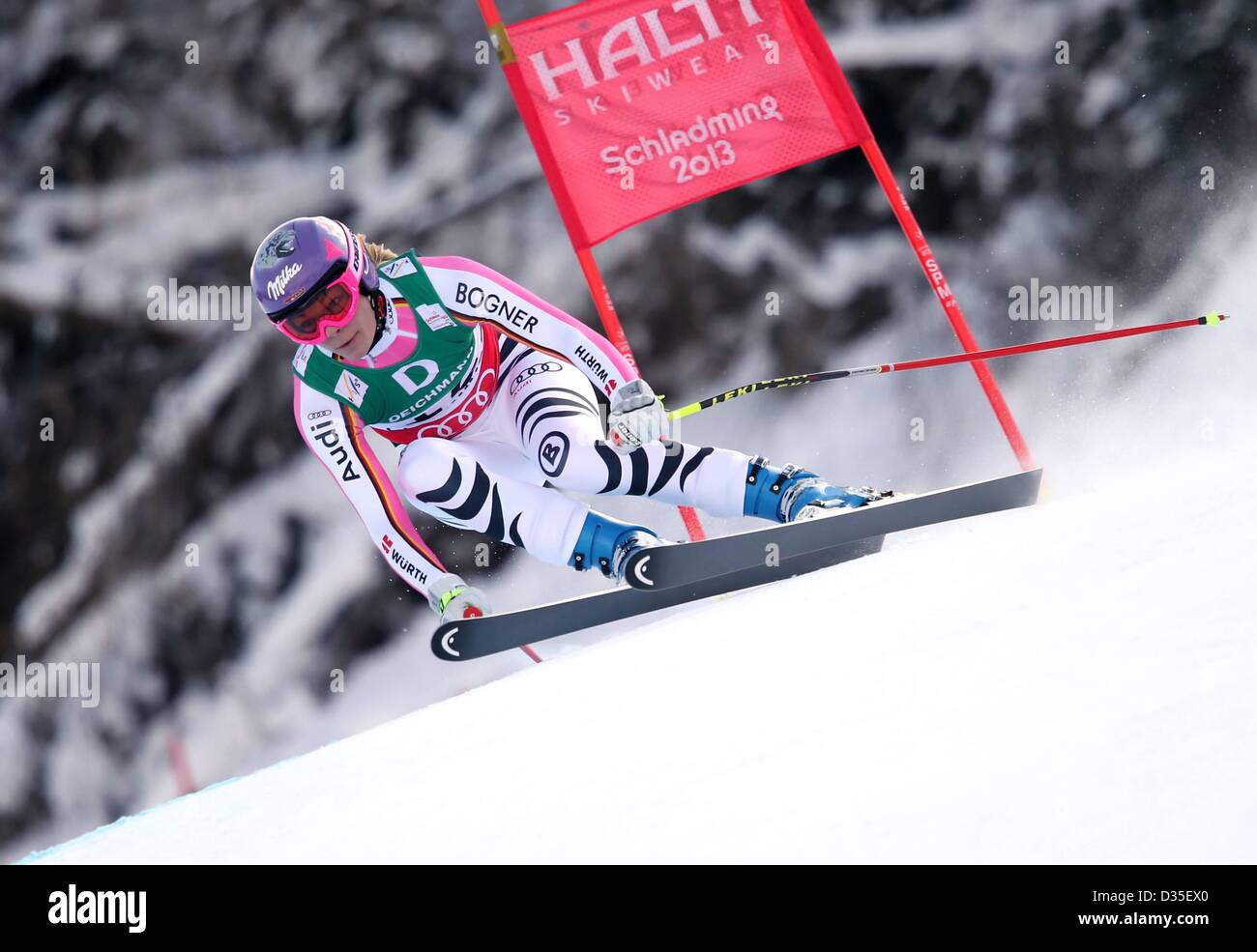 10.02.2013, Schladming, Autriche. Championnats du Monde de Ski Alpin FIS 2013 Downhill pour les femmes photo montre Marie Riesch ger Banque D'Images