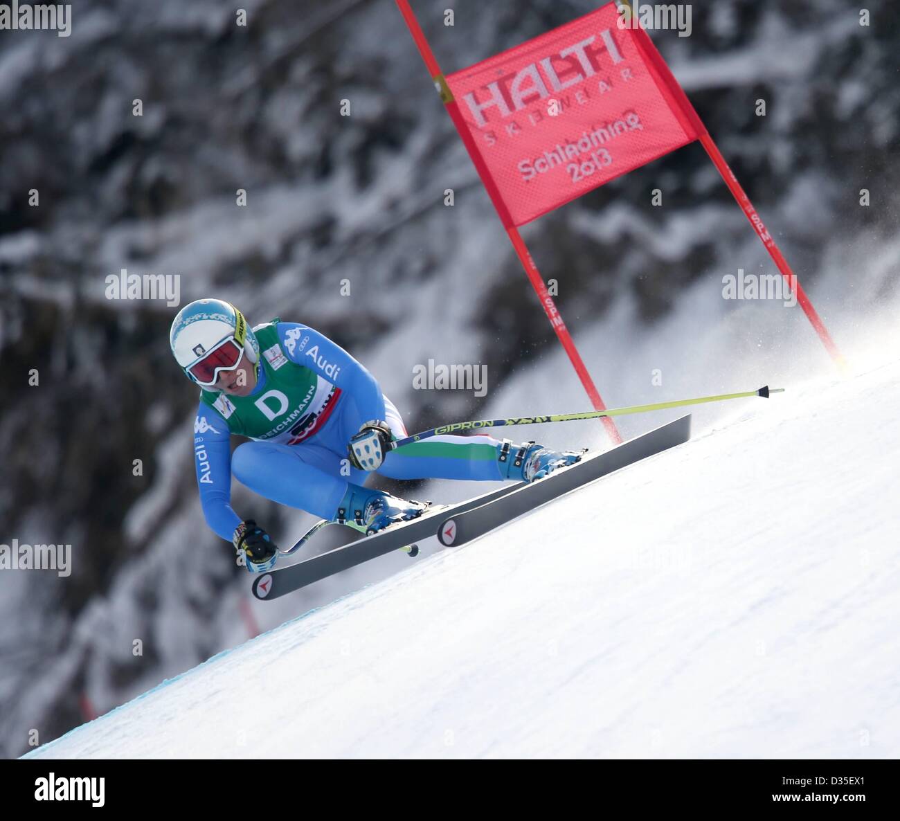 10.02.2013, Schladming, Autriche. Championnats du Monde de Ski Alpin FIS 2013 Downhill pour les femmes photo montre Nadia Fanchini ITA Banque D'Images