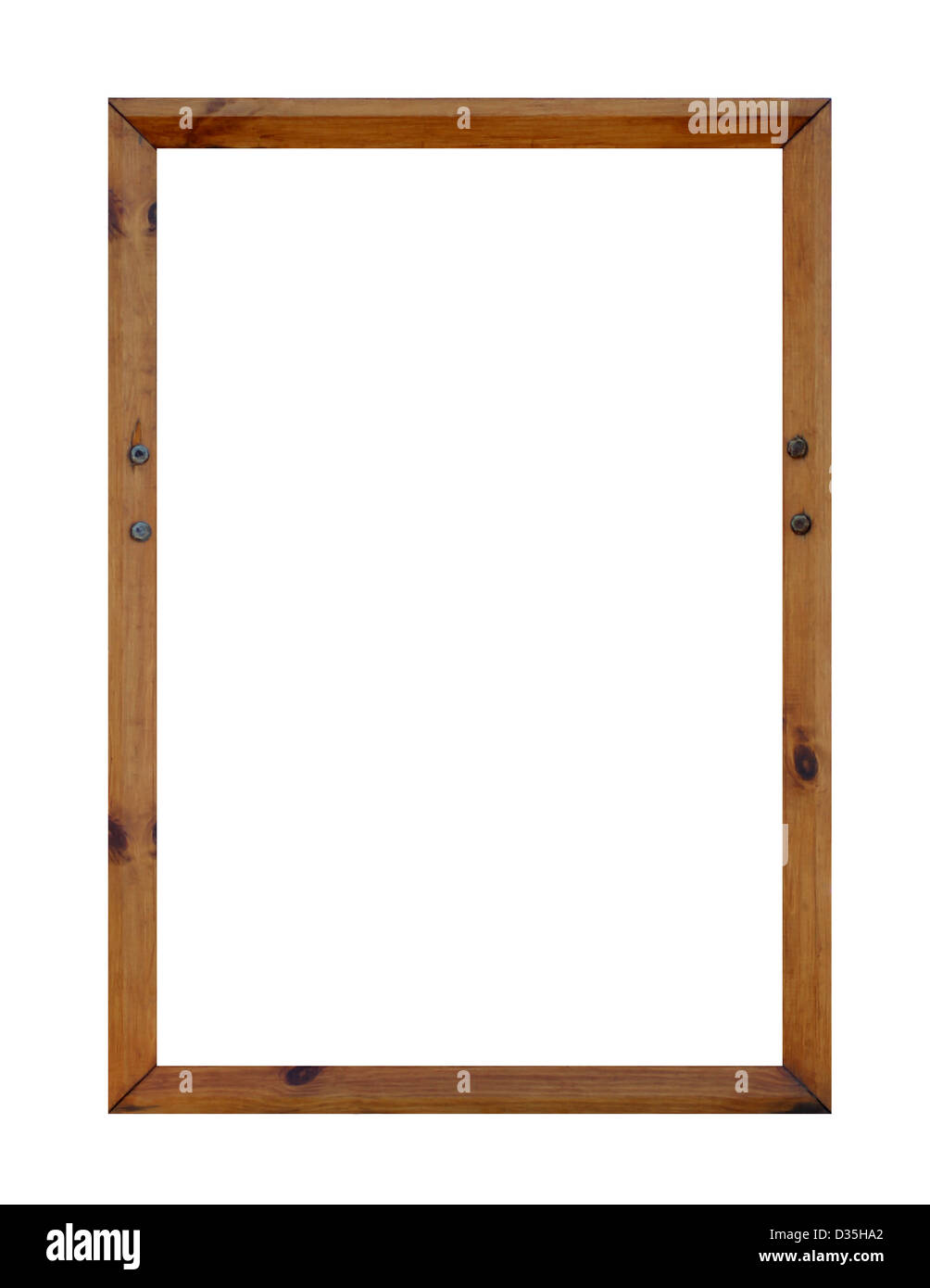 Cadre photo en bois blanc avec copie espace, fond blanc. Banque D'Images