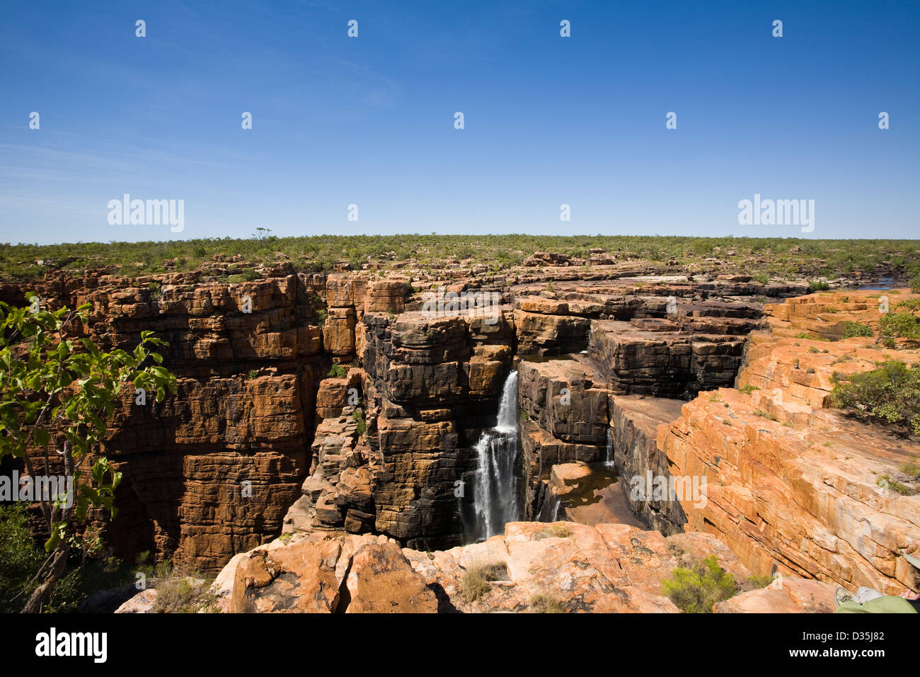 Vue du haut du plateau de grès Gardner au King George Falls, région de Kimberley, Australie occidentale Banque D'Images