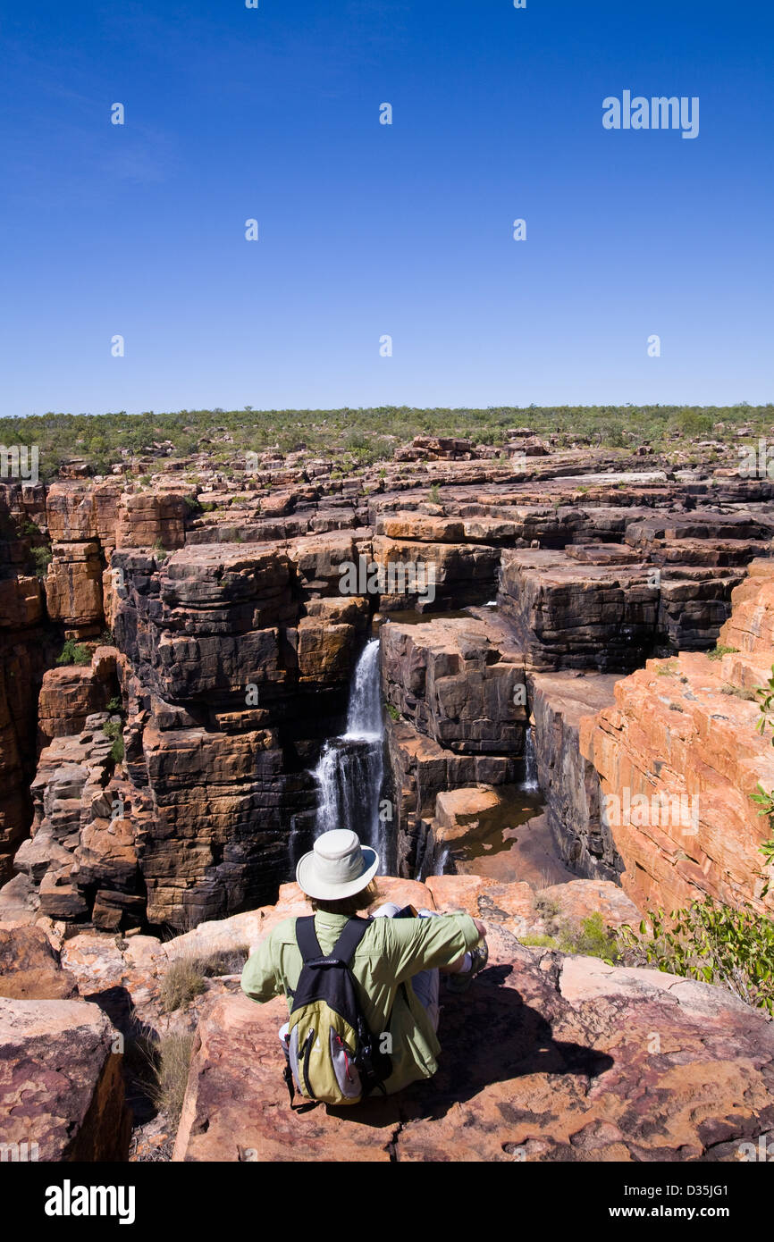 Vue du haut du plateau de grès Gardner au King George Falls, région de Kimberley, Australie occidentale Banque D'Images