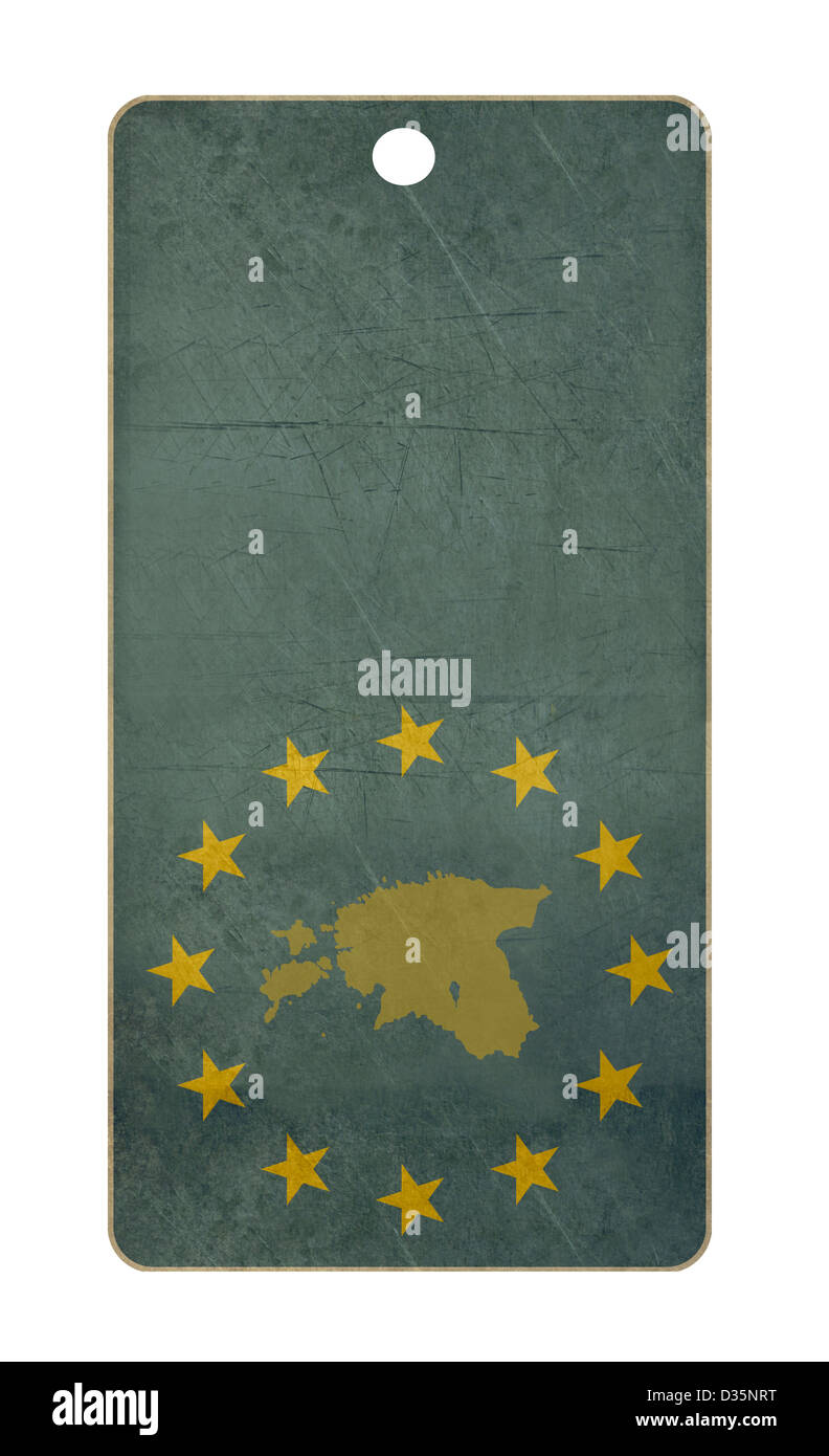 L'Estonie billet tag isolé sur fond blanc avec l'exemplaire de l'espace. Banque D'Images