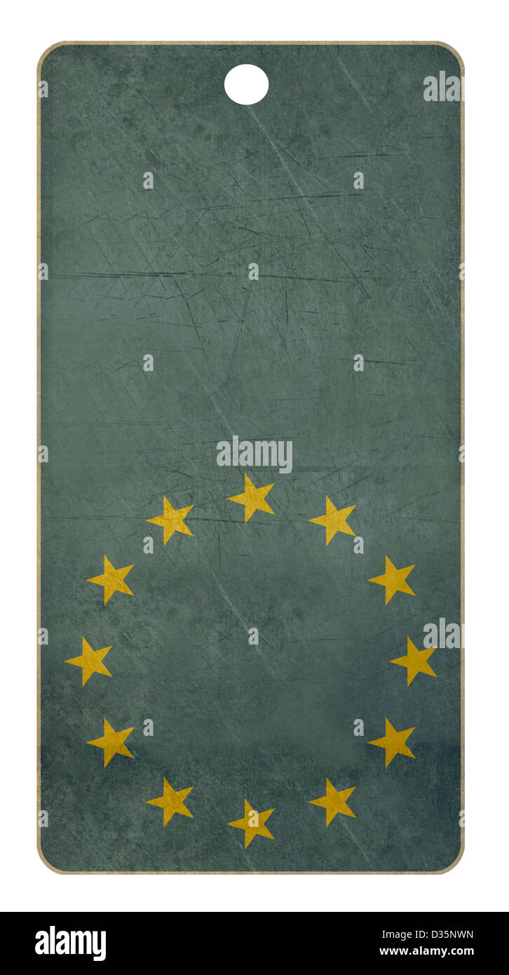 L'Union européenne tag voyage isolé sur fond blanc avec l'exemplaire de l'espace. Banque D'Images