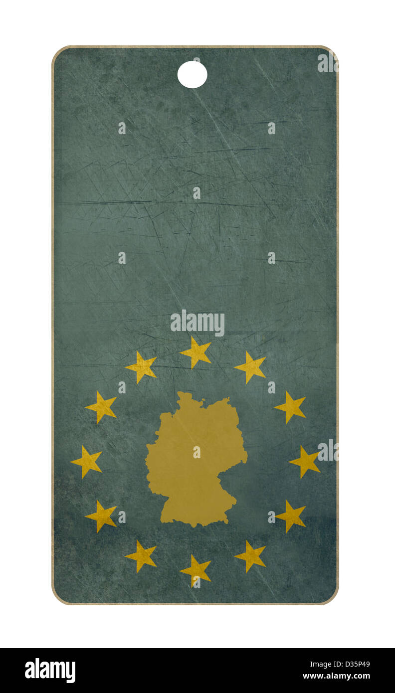 Allemagne billet tag isolé sur fond blanc avec l'exemplaire de l'espace. Banque D'Images