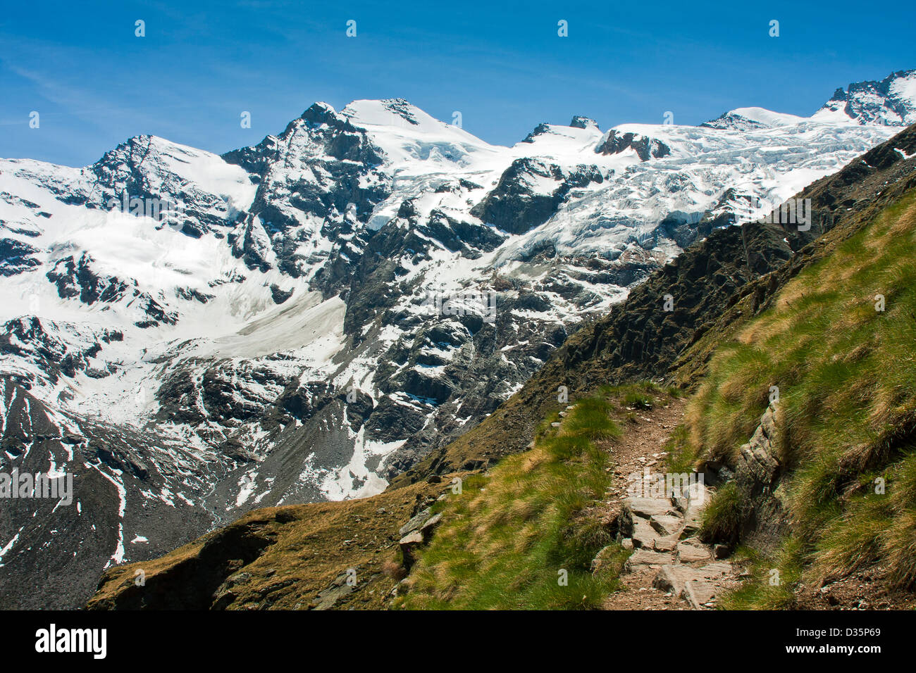 Vue paysage sur Grand Paradis, Parc National du Gran Paradiso, Graian Alps - Italie Banque D'Images
