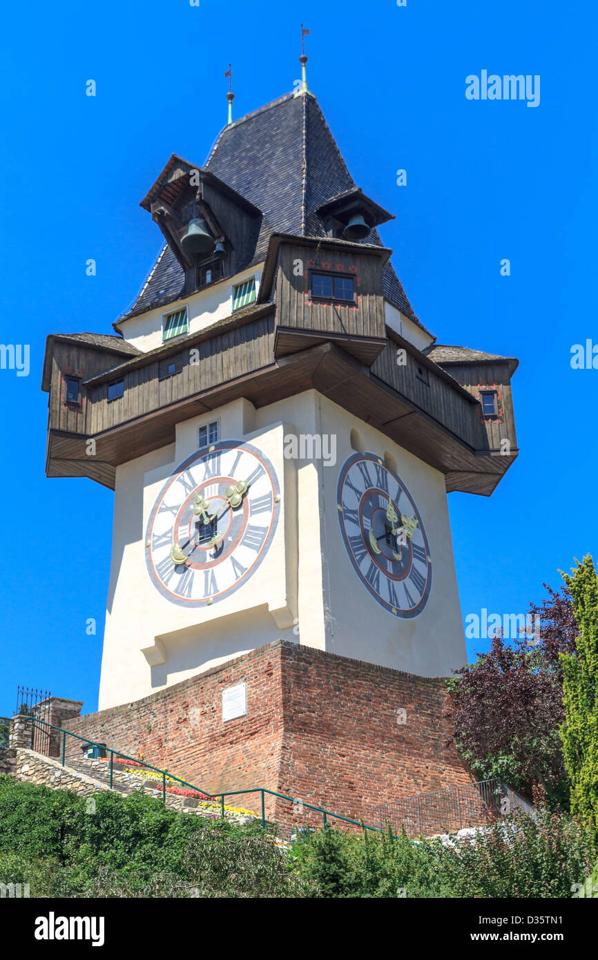 Tour de l'Horloge (Uhrturm) à Graz, en Styrie, Autriche Banque D'Images