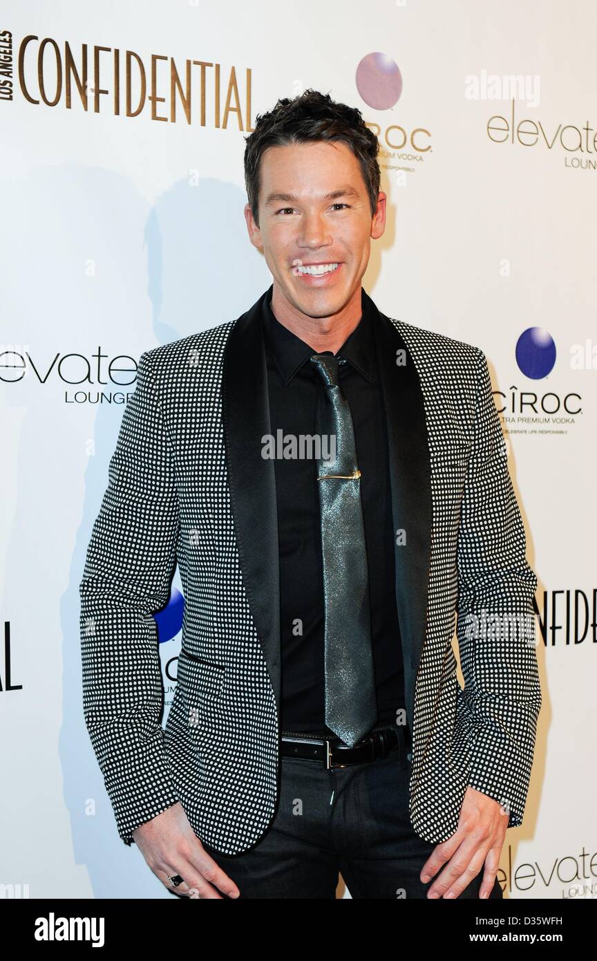 Los Angeles, Californie, USA. 10 février 2013. David Bromstad aux arrivées pour LOS ANGELES Magazine CONFIDENTIEL Parti Grammy pour Mary J. Blige, Elevate Lounge, Los Angeles, CA le 10 février 2013. Photo par : Sara Cozolino/Everett Collection/ Alamy Live News Banque D'Images