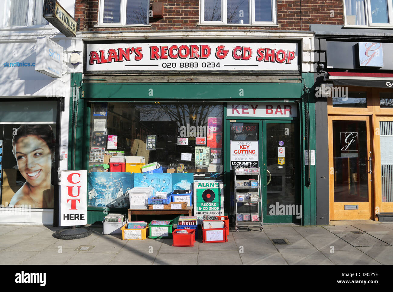 Old fashioned record shop albums à vendre disques Banque D'Images