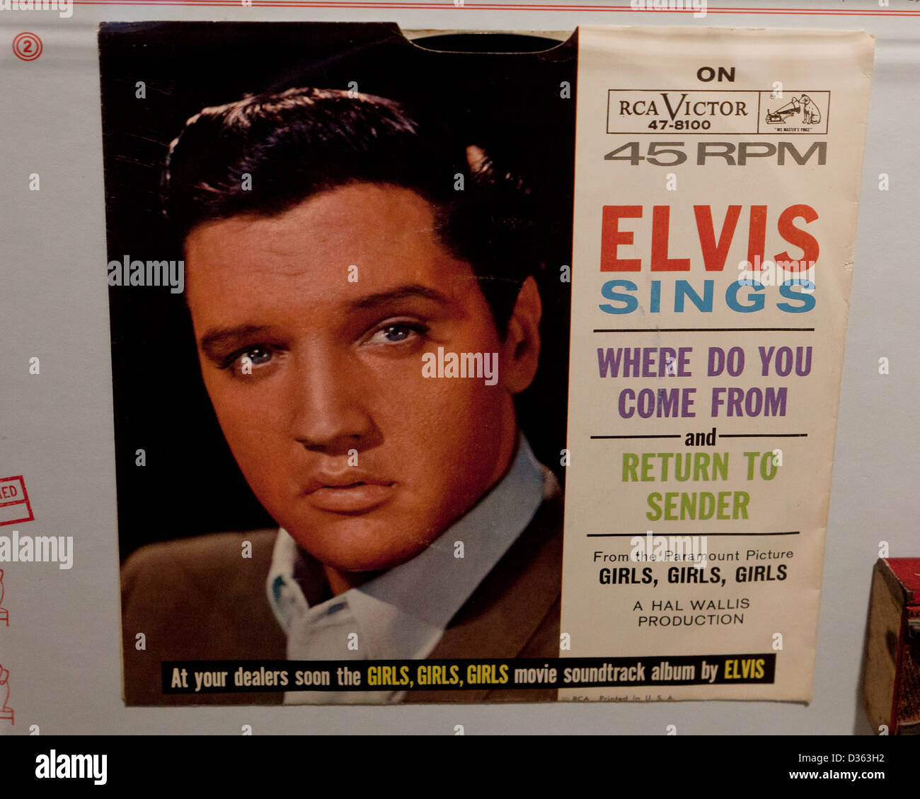 Seul Elvis, 45 TOURS - d'où venez-vous, retournez à l'expéditeur Banque D'Images