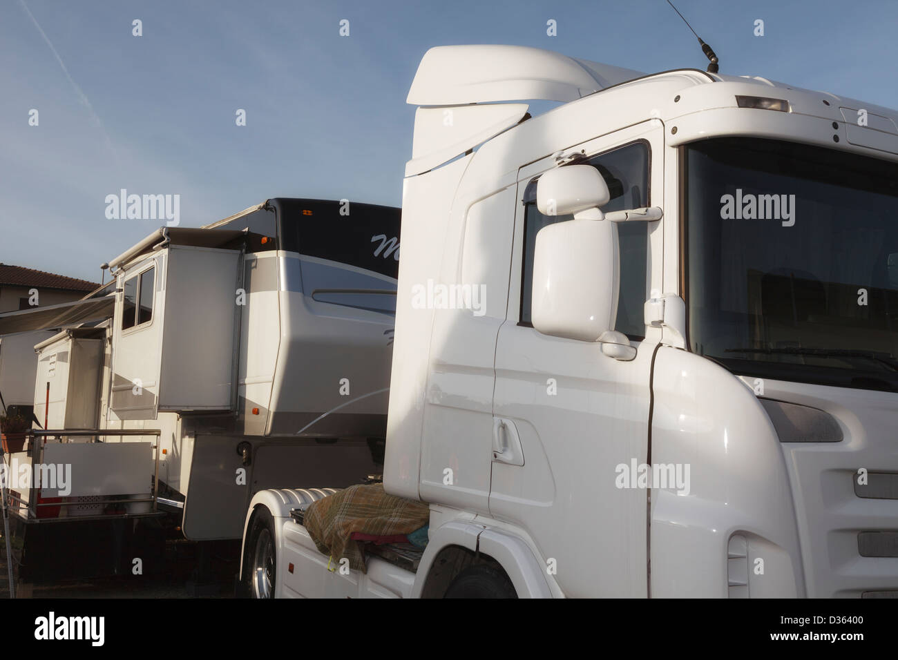 Le poste de pilotage d'une maison sur roues Banque D'Images