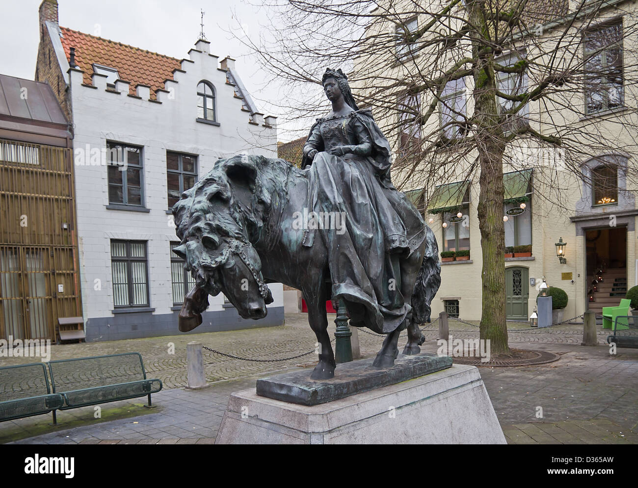 Statue de Marie de Bourgogne. Bruges, Belgique Banque D'Images