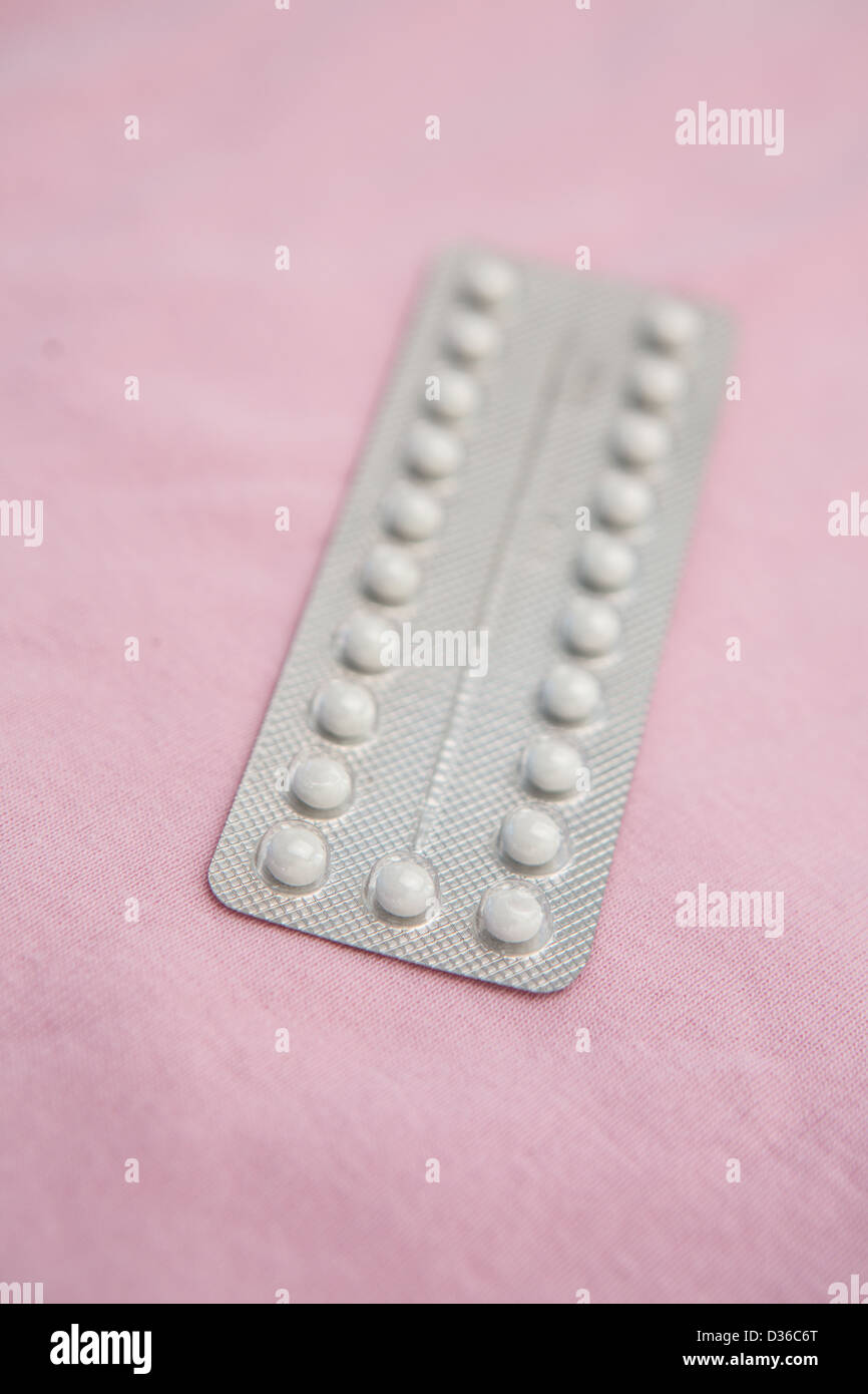 Pilule contraceptive blister Banque D'Images