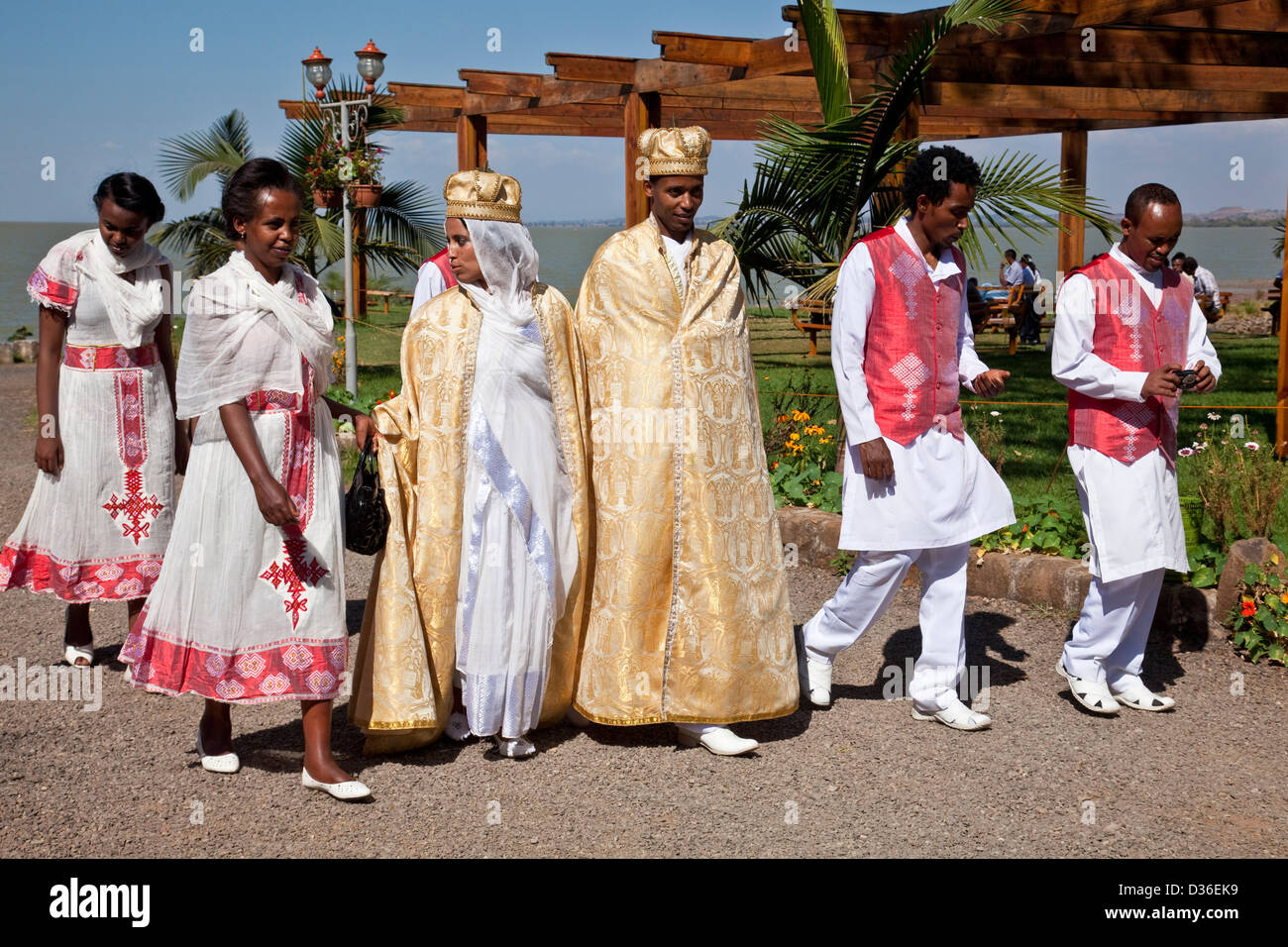 Ethiopian fête de mariage, Lac Tana, Bahir Dar, Ethiopie Banque D'Images