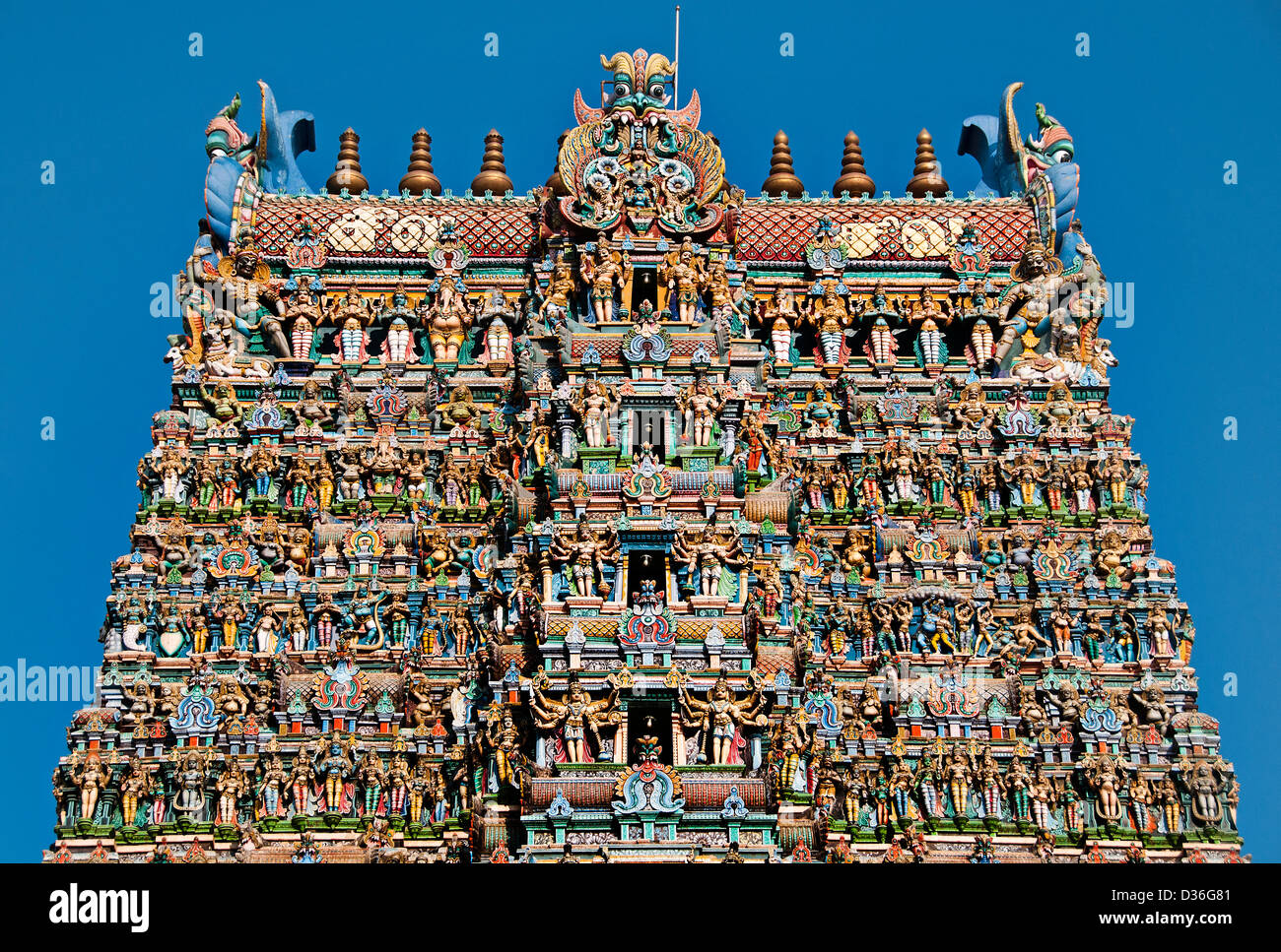 Sri Meenakshi Amman Temple Hindu ( dédié à Parvati -- Meenakshi Sundareswarar Shiva- ) Madurai Inde Banque D'Images
