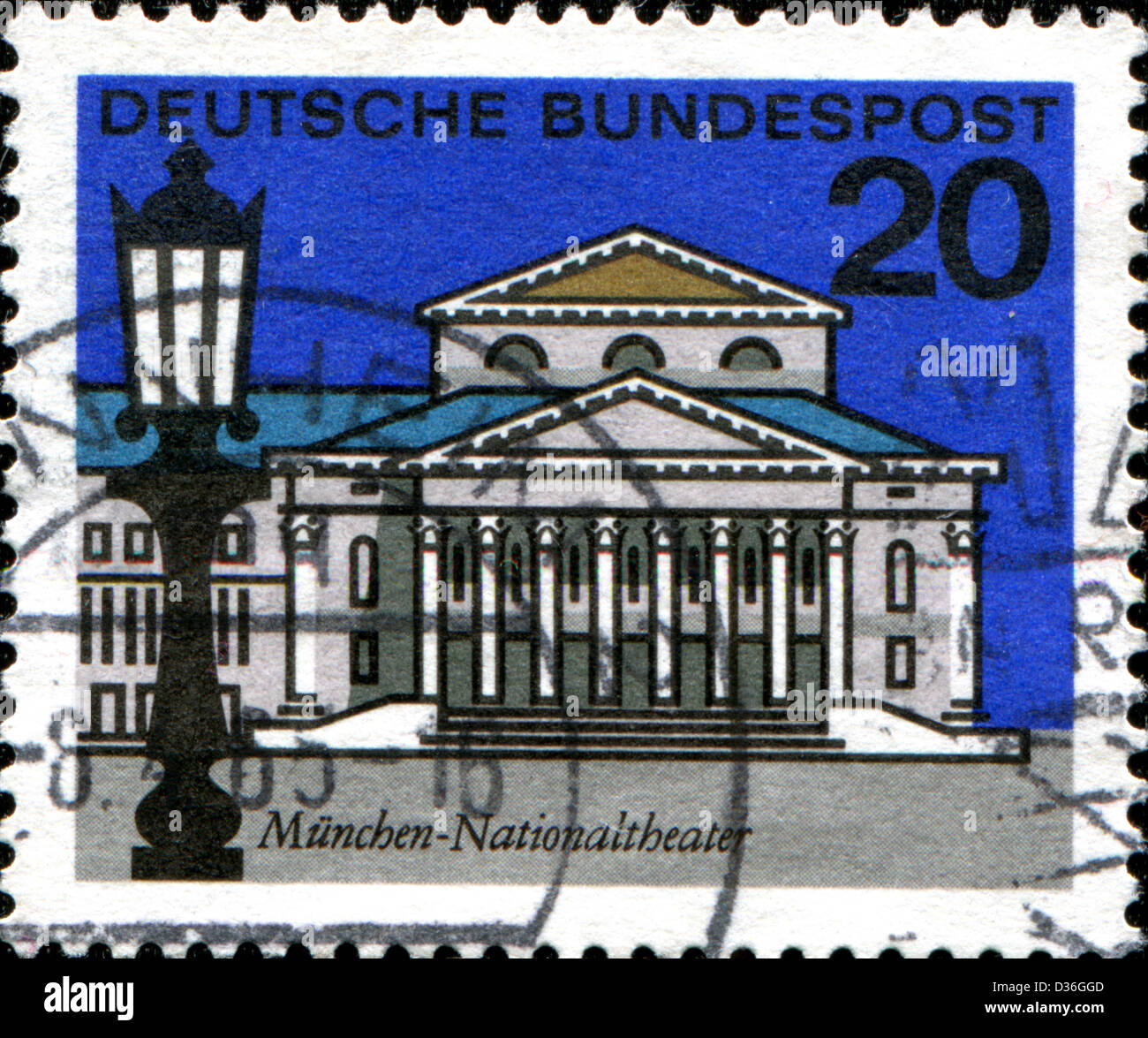 Allemagne - circa 1964 : timbre imprimé en République Fédérale Allemande affiche Théâtre National de Munich, vers 1964 Banque D'Images Allemagne - circa 1964 : timbre imprimé en République Fédérale Allemande affiche Théâtre National de Munich, vers 1964 Banque D'Images