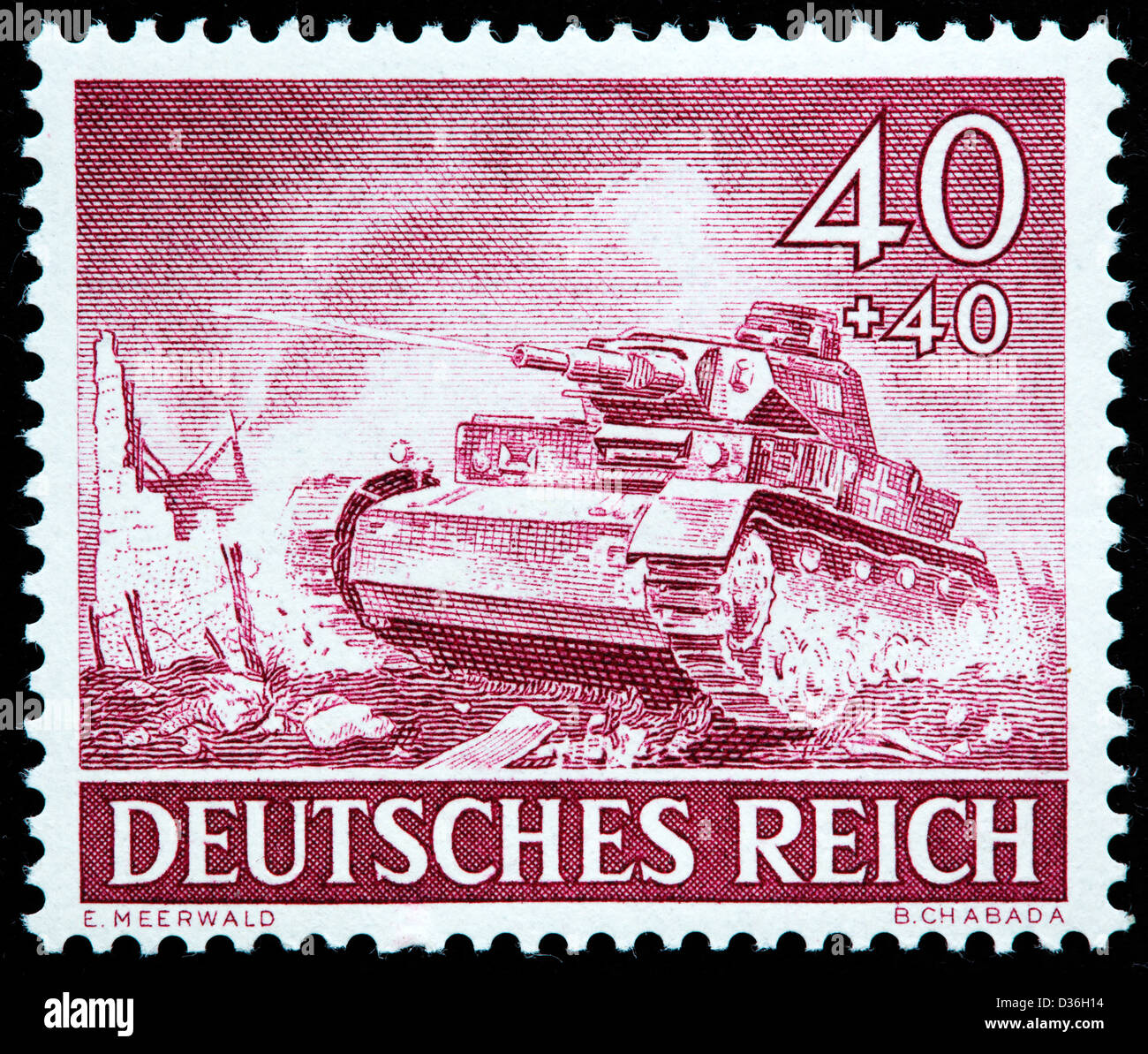 Réservoir, timbre-poste, Allemagne, 1943 Banque D'Images