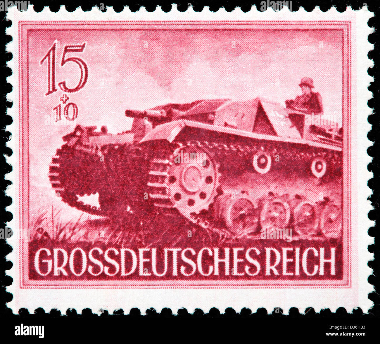 Canon automoteur, timbre-poste, Allemagne, 1944 Banque D'Images