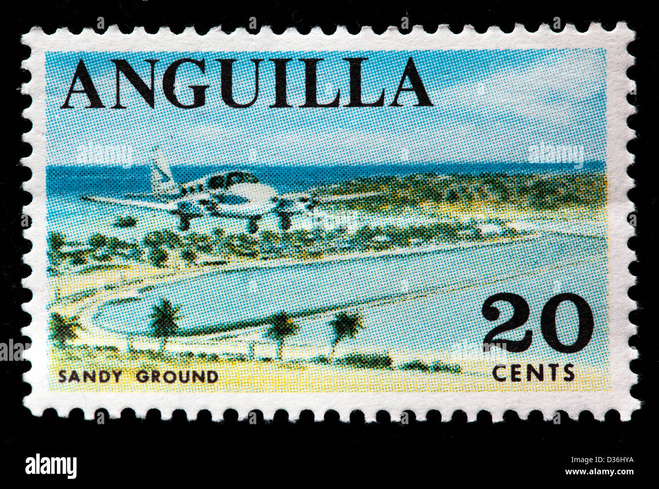Avion, Sandy Ground, timbre-poste, Anguilla, 1994 Banque D'Images