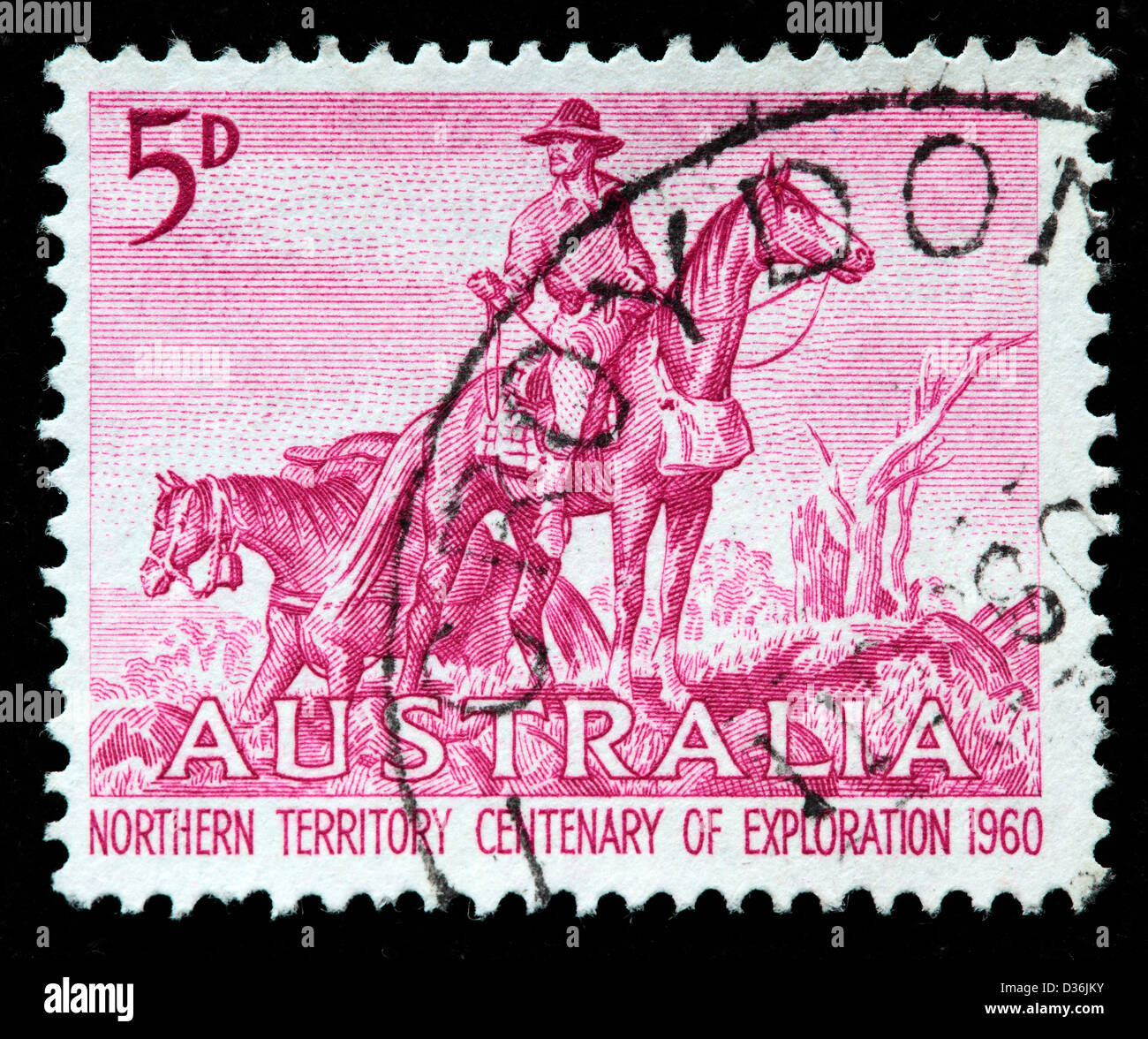 Exploration de l'Australie dans le Territoire du Nord, Australie, timbre-poste 1960 Banque D'Images