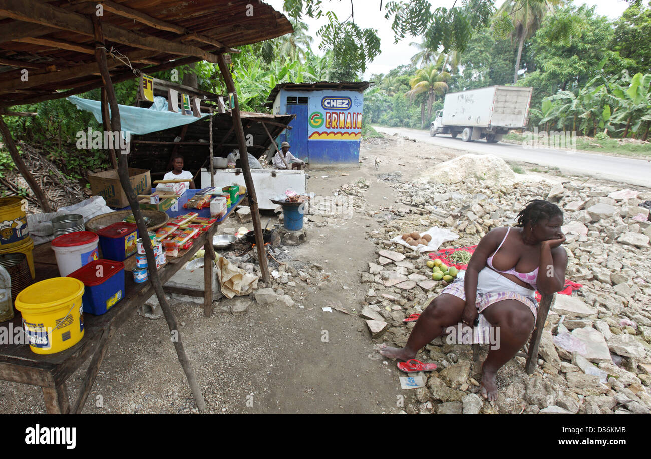 Léogâne, Haïti, la vente de rue à Léognan Banque D'Images