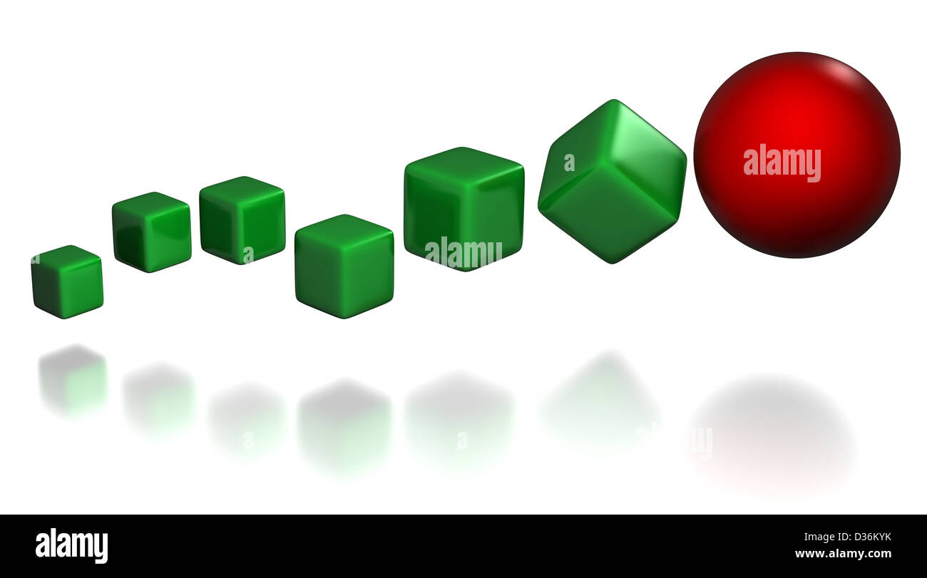 Se métamorphosent en rendu 3D concept - modifier la quantité à la qualité Banque D'Images