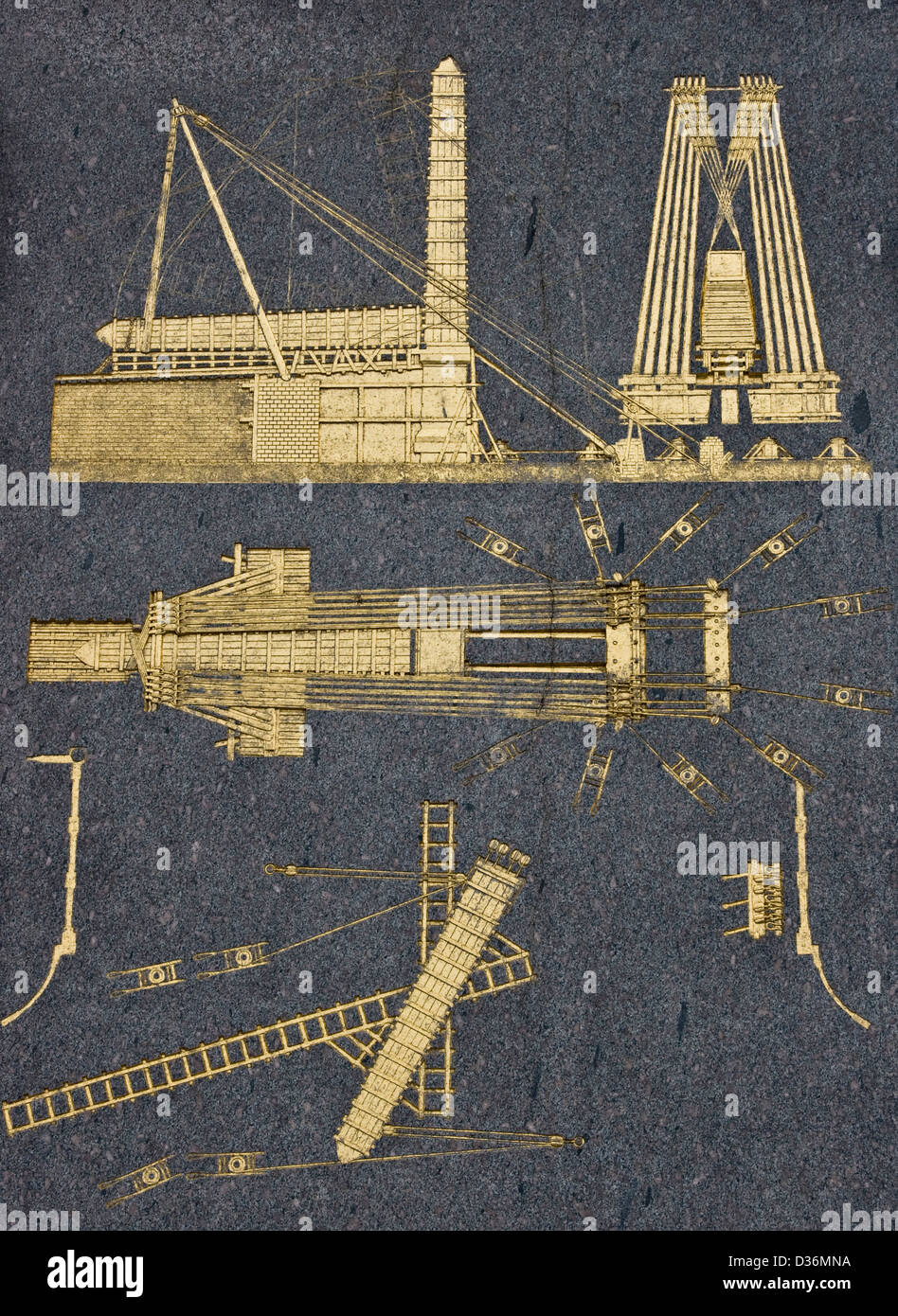 Des diagrammes sur piédestal de l'Obélisque de Louxor Place de la Concorde Paris France Europe Banque D'Images