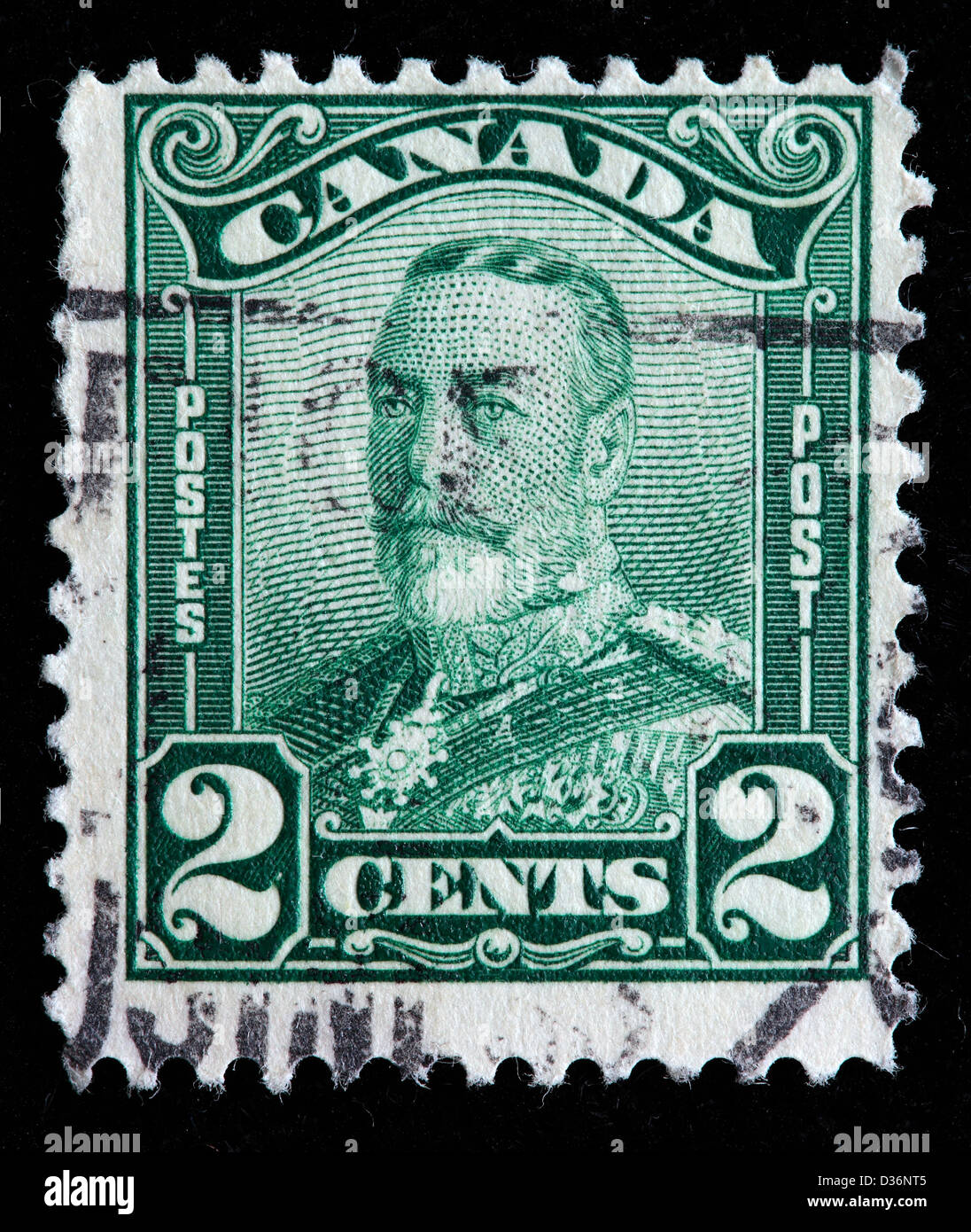 Le roi George V, timbre-poste, Canada, 1928 Banque D'Images