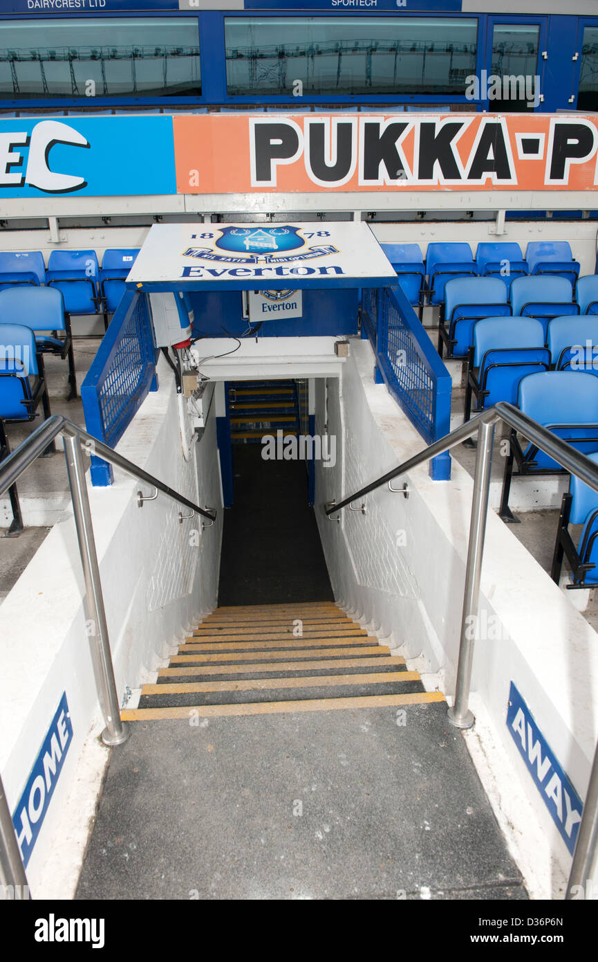 EFC Everton Goodison Park entrée du tunnel des joueurs Banque D'Images
