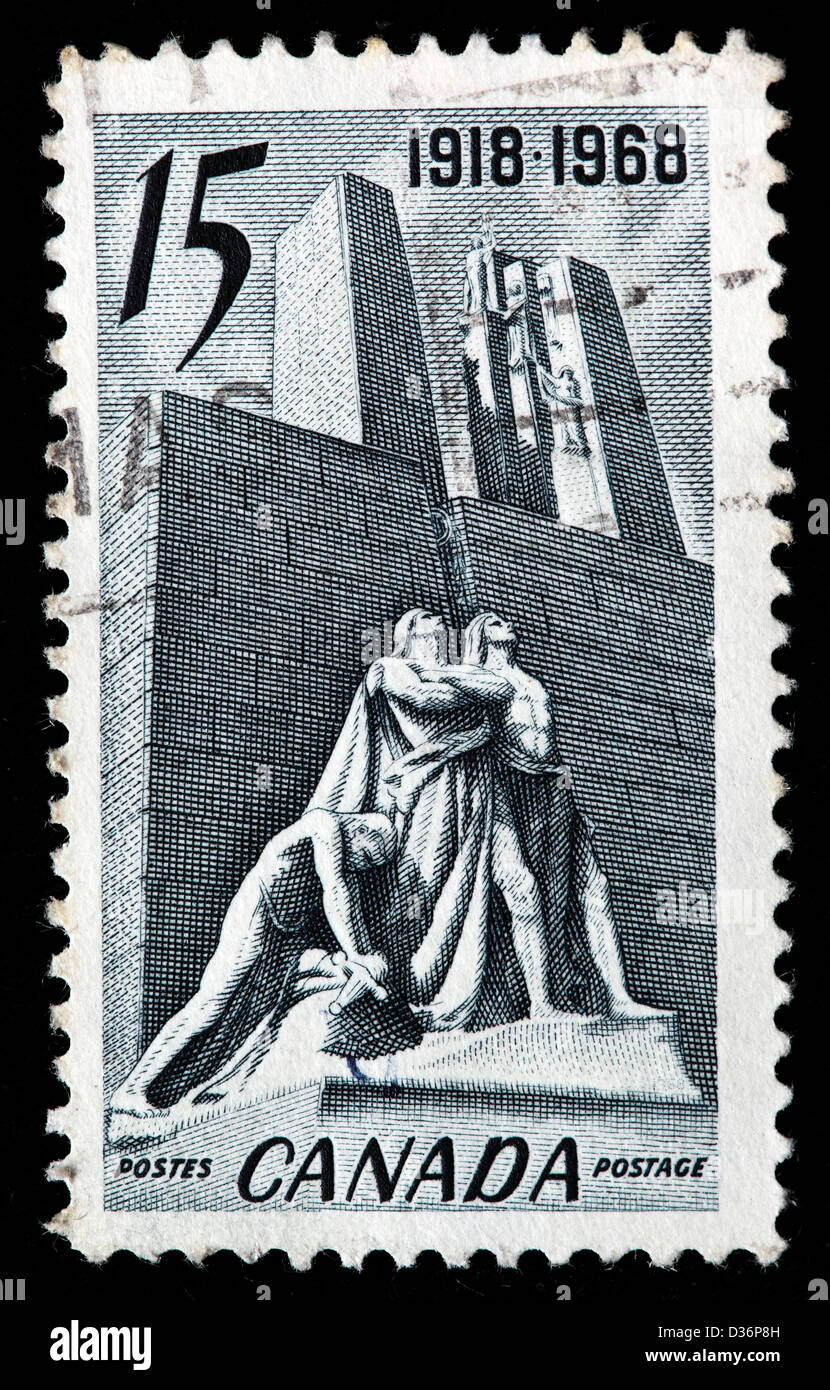 Canadian Memorial, près de Vimy, France, timbre-poste, Canada, 1968 Banque D'Images