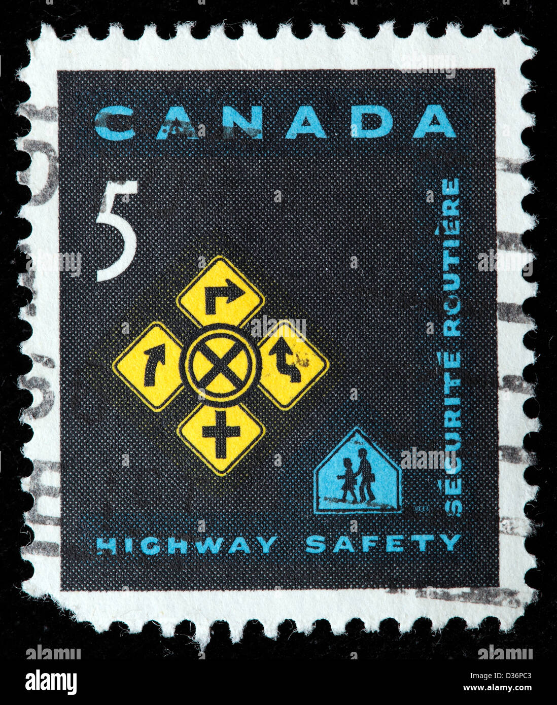 Sécurité routière, timbre-poste, Canada, 1966 Banque D'Images