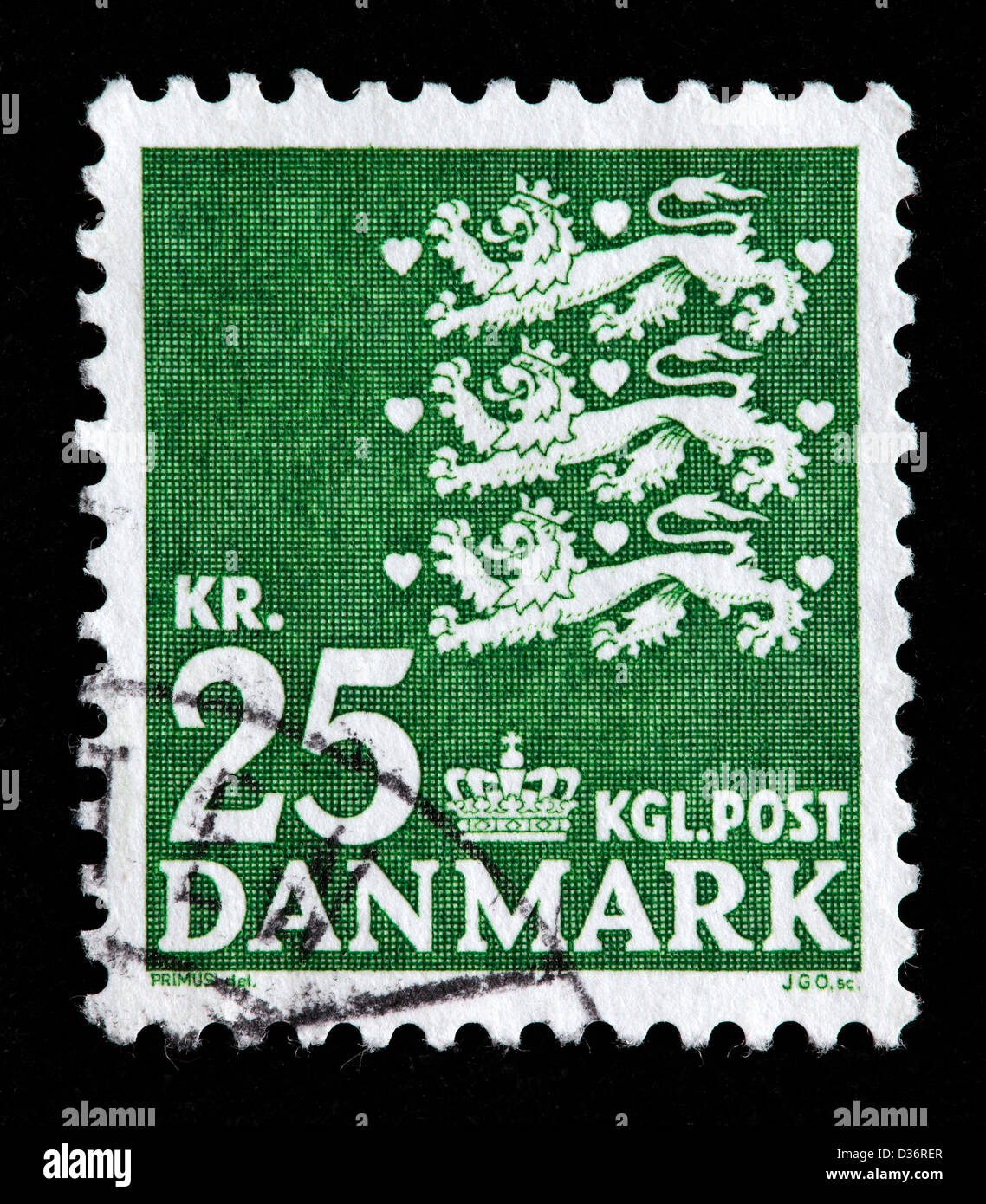 Sceau de l'État, timbre-poste, Danemark, 1962 Banque D'Images