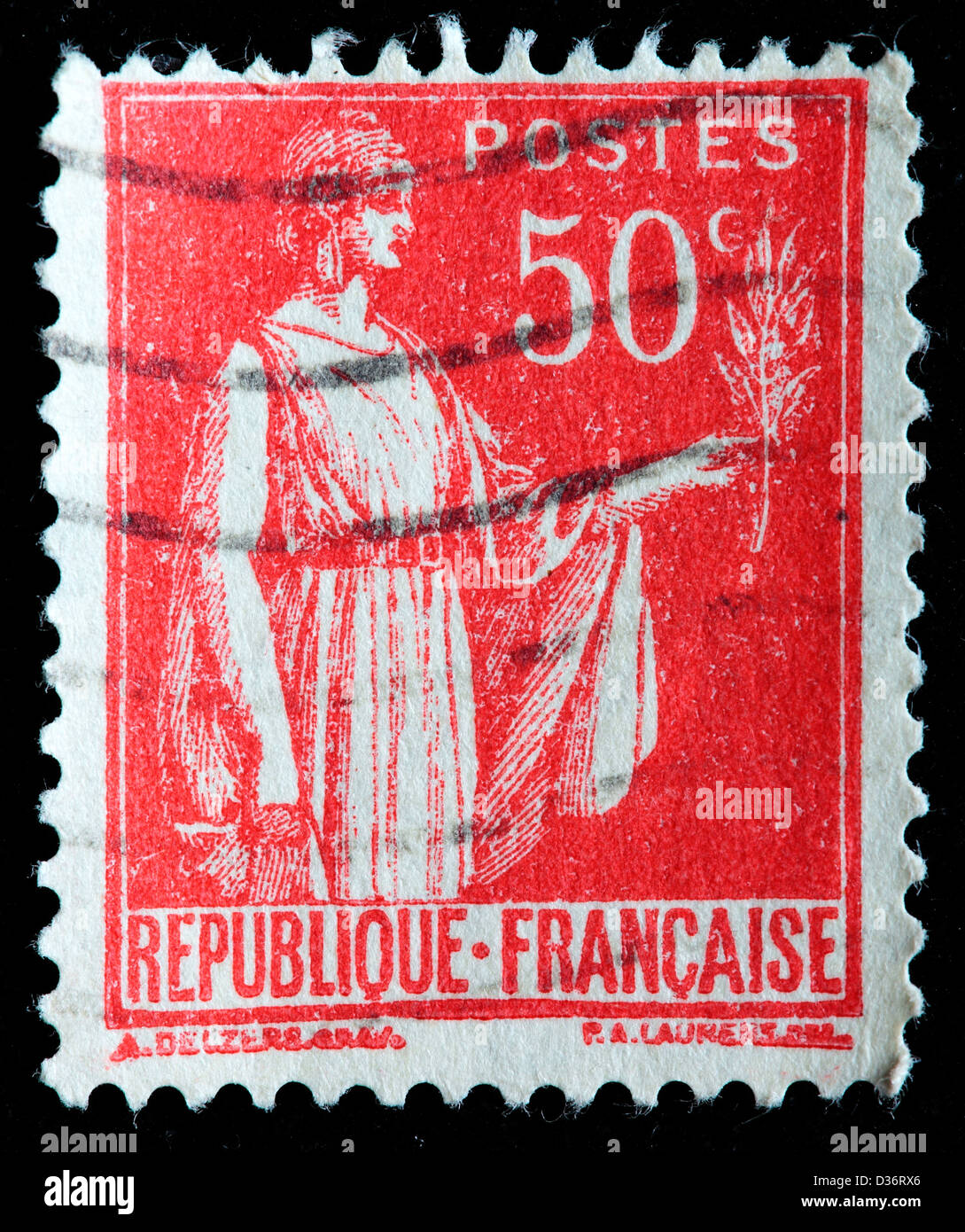La paix avec l'Olive Branch, Marianne, timbre-poste, France, 1932 Banque D'Images