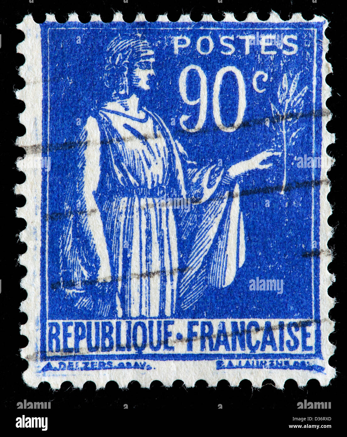 La paix avec l'Olive Branch, Marianne, timbre-poste, France, 1932 Banque D'Images