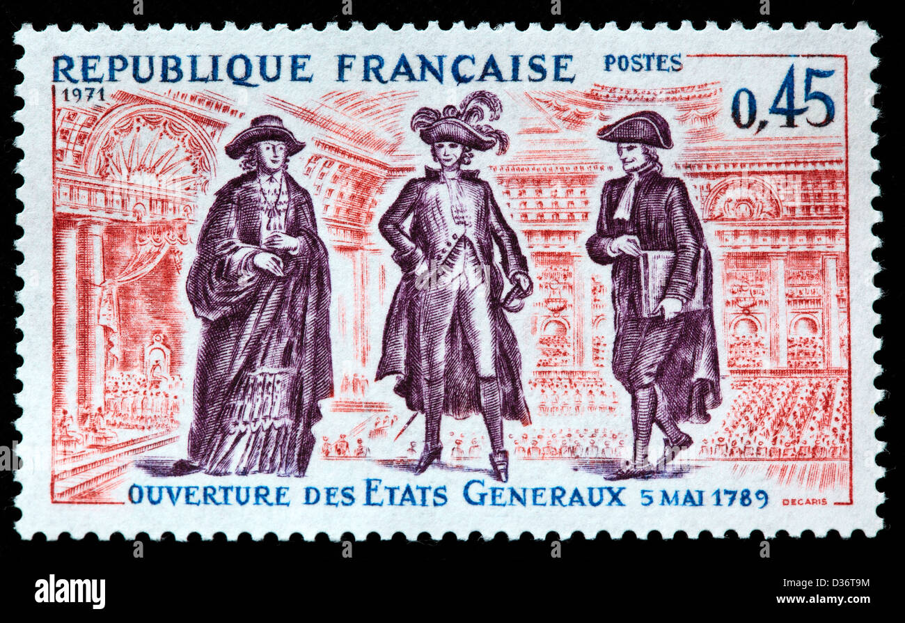 Cardinal, homme noble et avocat, États Généraux, timbre-poste, France, 1971 Banque D'Images