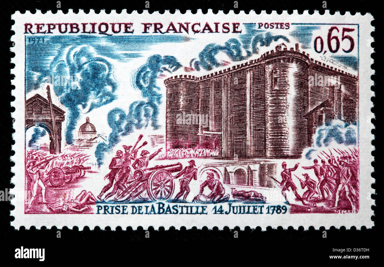 Prise de la Bastille, timbre-poste, France, 1971 Banque D'Images