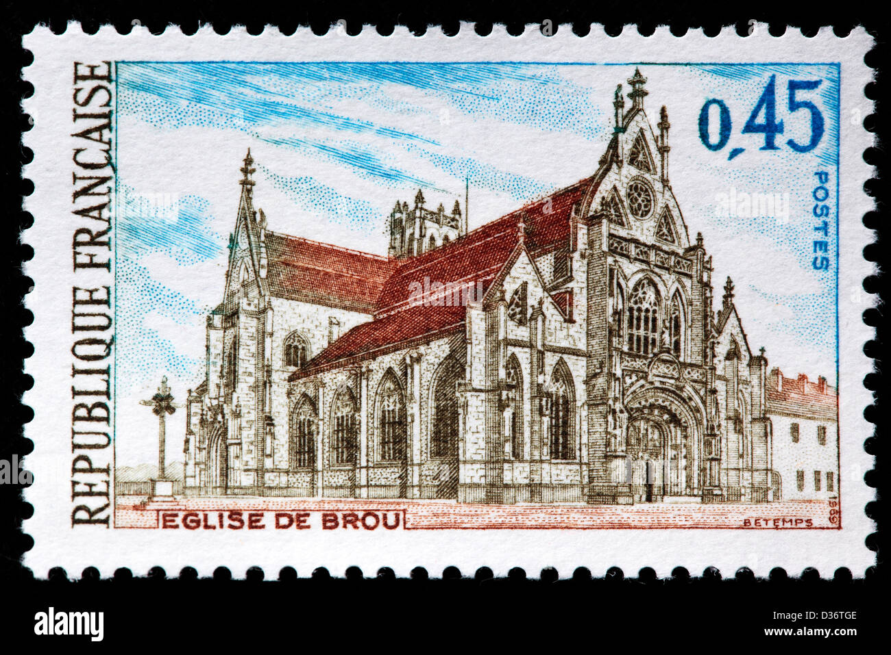 Église de Brou, Bourg-en-Bresse, timbre-poste, France, 1969 Photo Stock -  Alamy