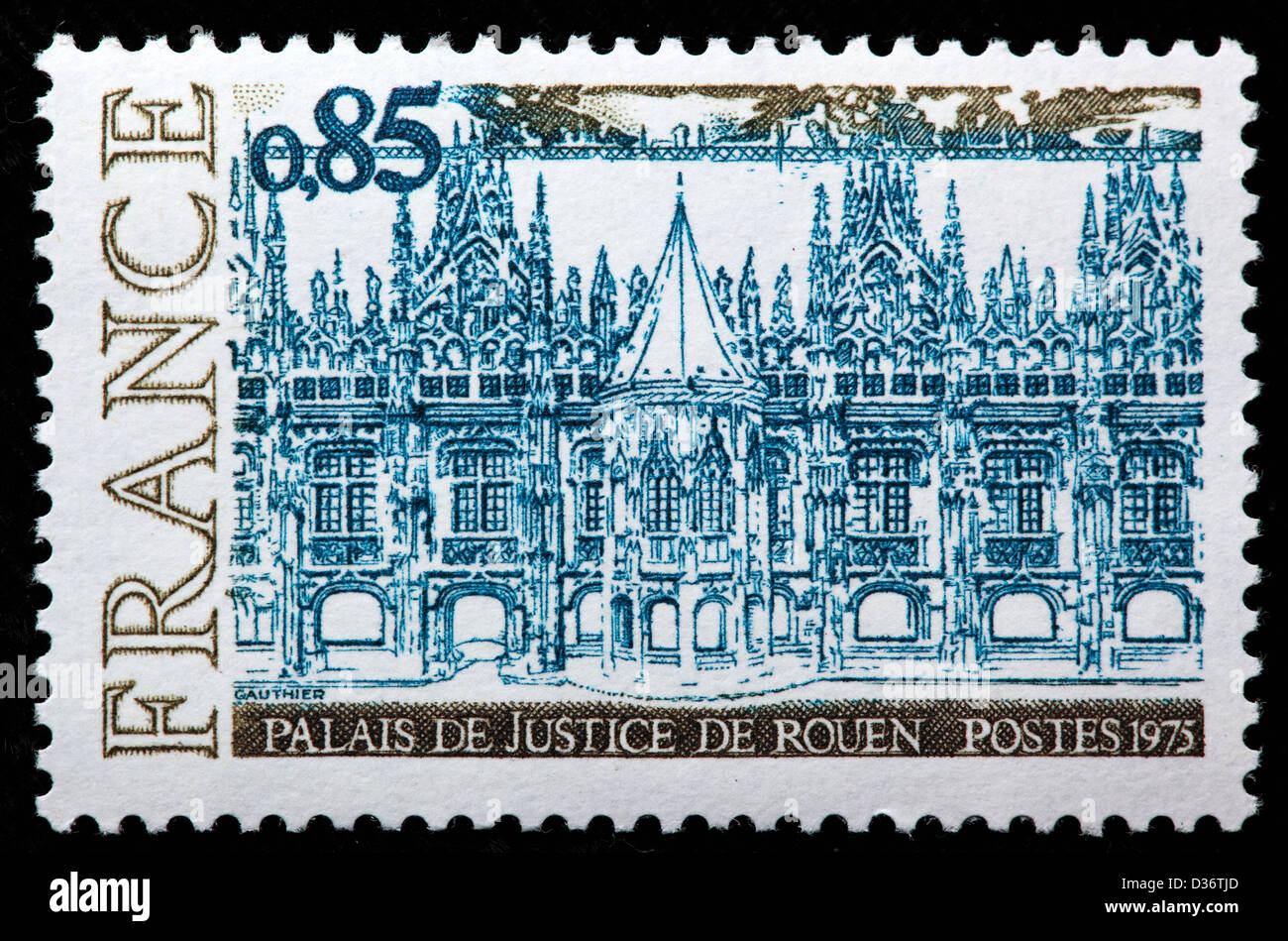 Palais de Justice, Rouen, Seine-Maritime, Haute-Normandie, timbre-poste, France, 1975 Banque D'Images