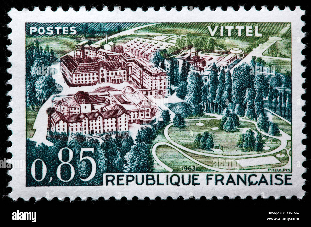 Vittel, Lorraine, timbre-poste, France, 1963 Banque D'Images