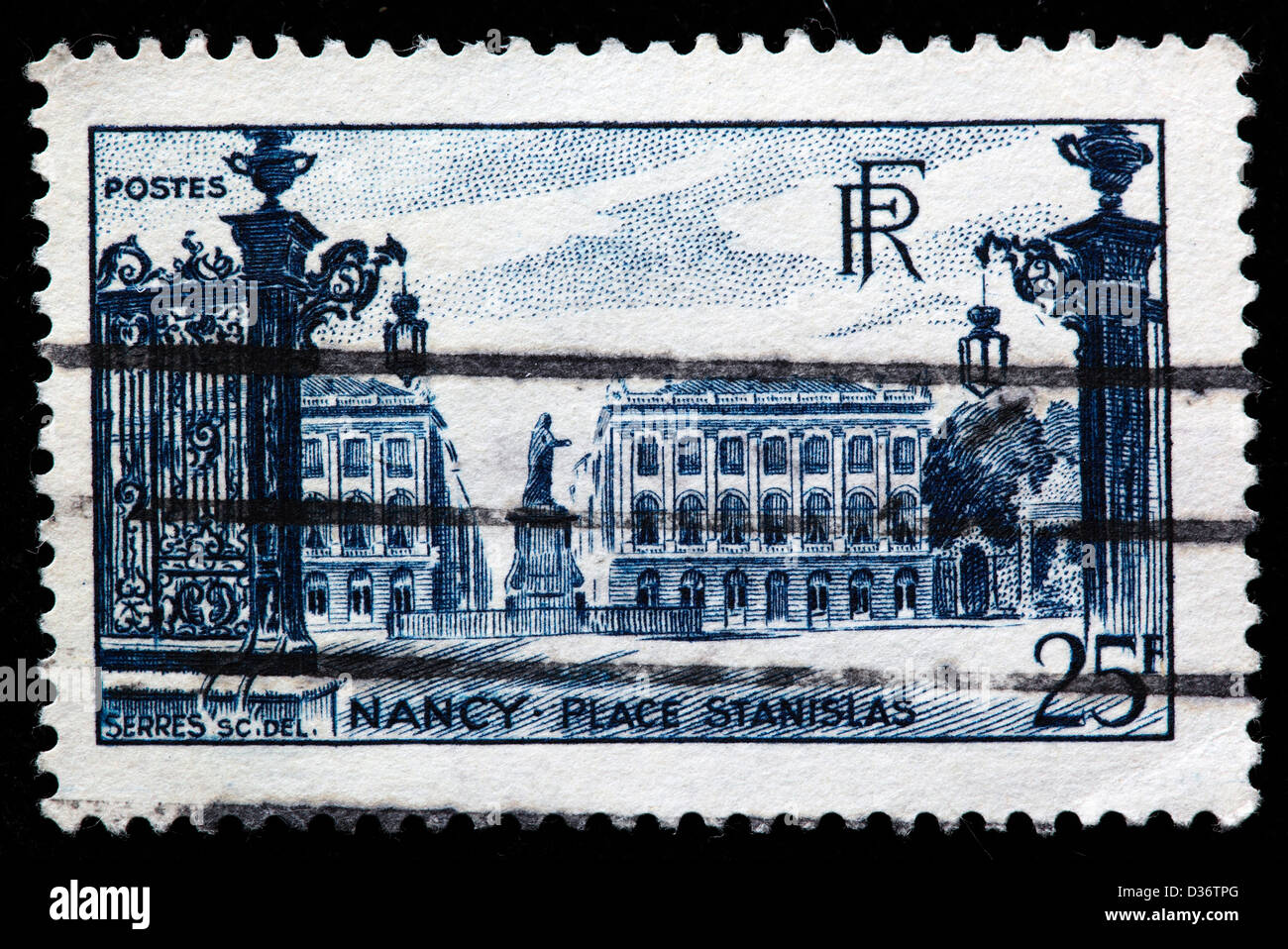 La Place Stanislas, Nancy, Meurthe-et-Moselle, Lorraine, timbre-poste, France, 1946 Banque D'Images
