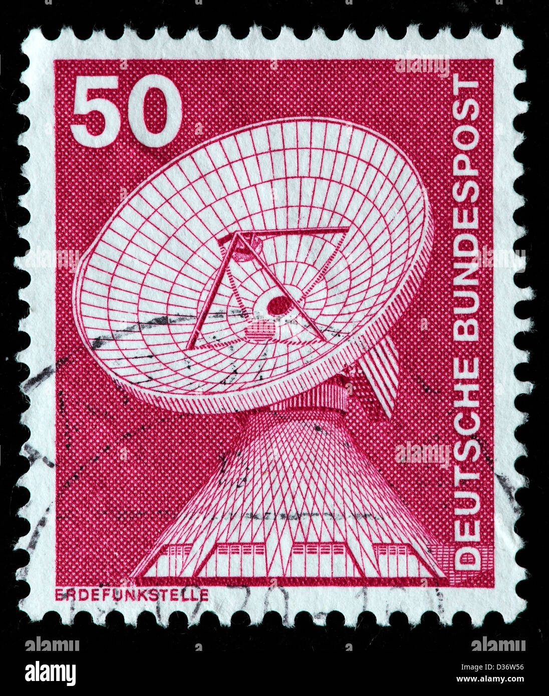 Station de radar, timbre-poste, Allemagne, 1975 Banque D'Images