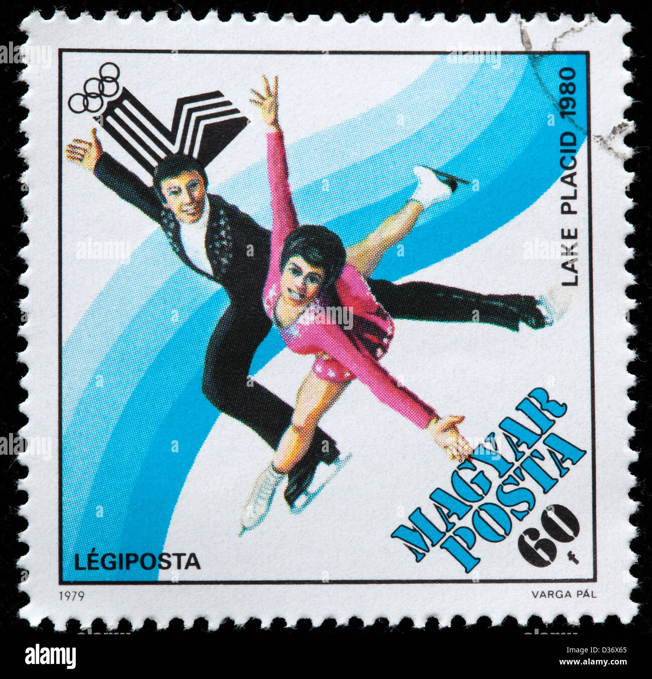 Jeux Olympiques d'hiver, Lake Placid, timbre-poste, Hongrie, 1979 Banque D'Images