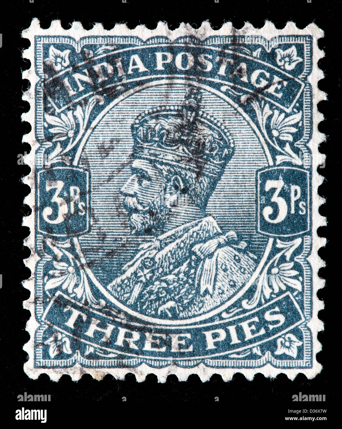 Le roi George V, timbre-poste, l'Inde, 1911 Banque D'Images