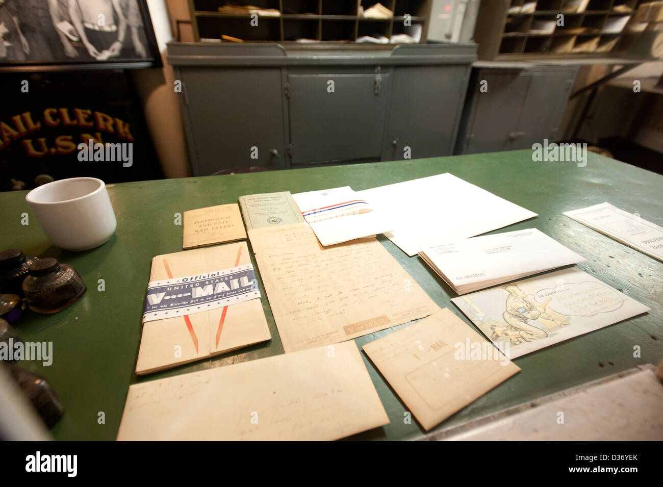Le cuirassé USS North Carolina, BB-55, de la salle du courrier. Banque D'Images