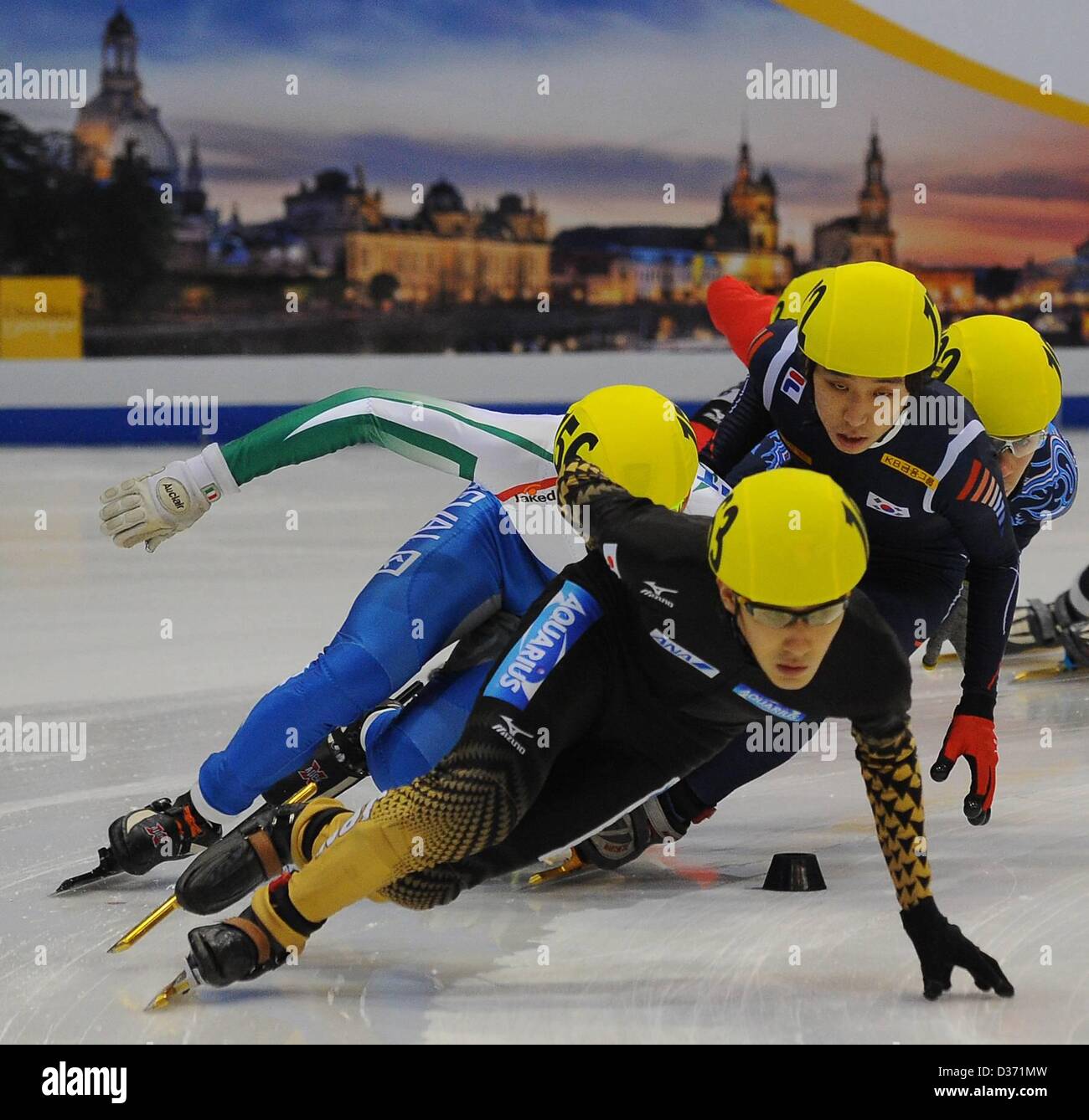 10.02.2013. Dresde, Allemagne. Le champ à la Dresdner patinoire Samsung courte piste ISU World Cup Coupe du Monde à Dresden Banque D'Images