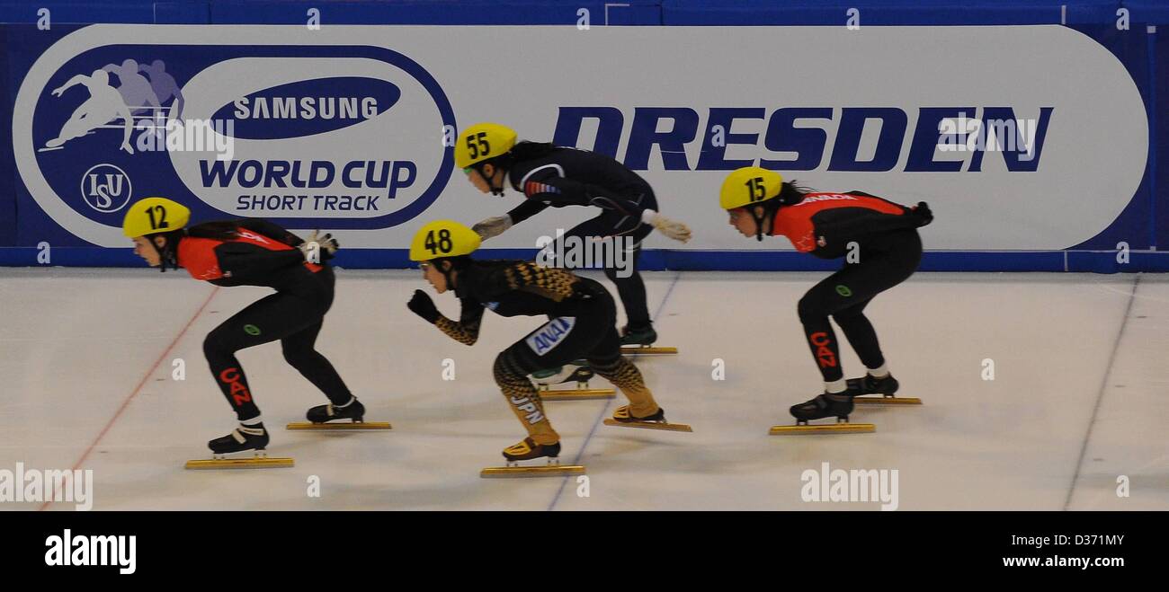 10.02.2013. Dresde, Allemagne. Le champ de la Dresdner patinoire Samsung courte piste ISU World Cup World Cup à Dresde patinoire Banque D'Images