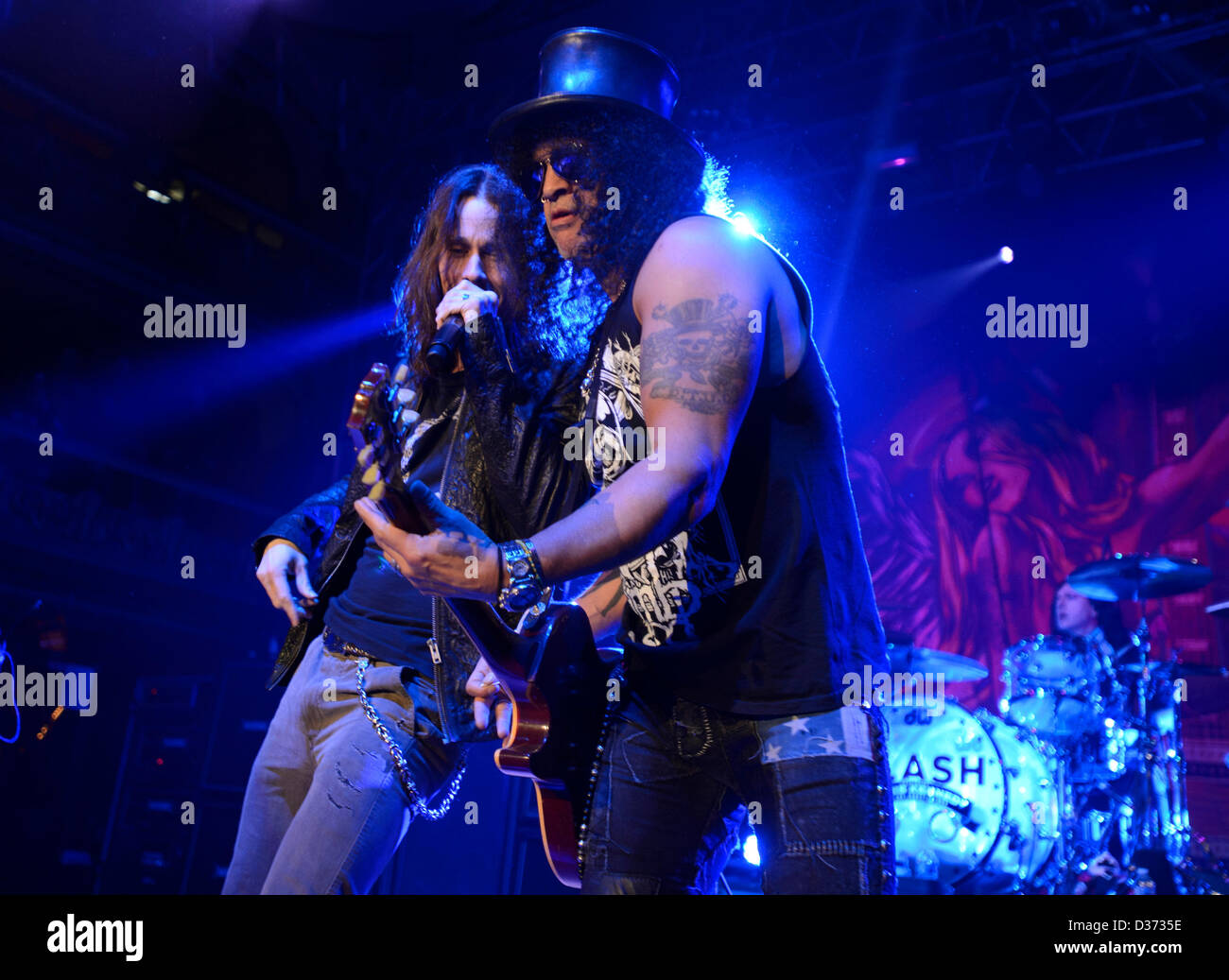 Prague, République tchèque. 11 février 2013. Musicien américain et ancien membre de Guns N' Roses (Slash Saul Hudson) effectue à Prague. (Photo/CTK Michal Kamaryt/Alamy Live News) Banque D'Images