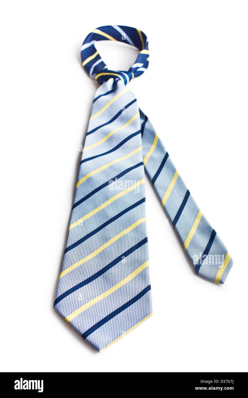 La cravate bleu sur fond blanc Banque D'Images